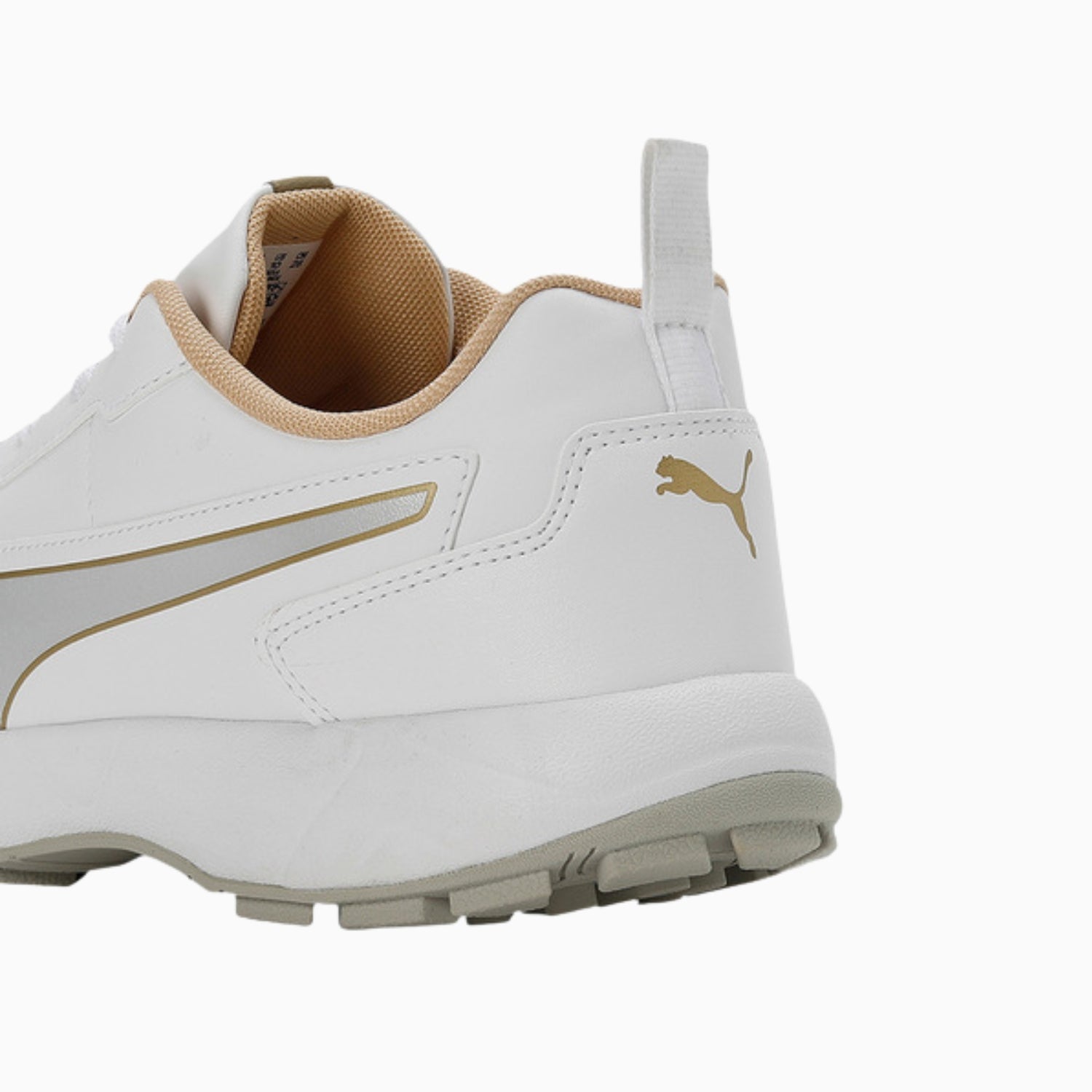 Puma Cricket Shoes, Model Classic Cat, White/Mettallic Gold