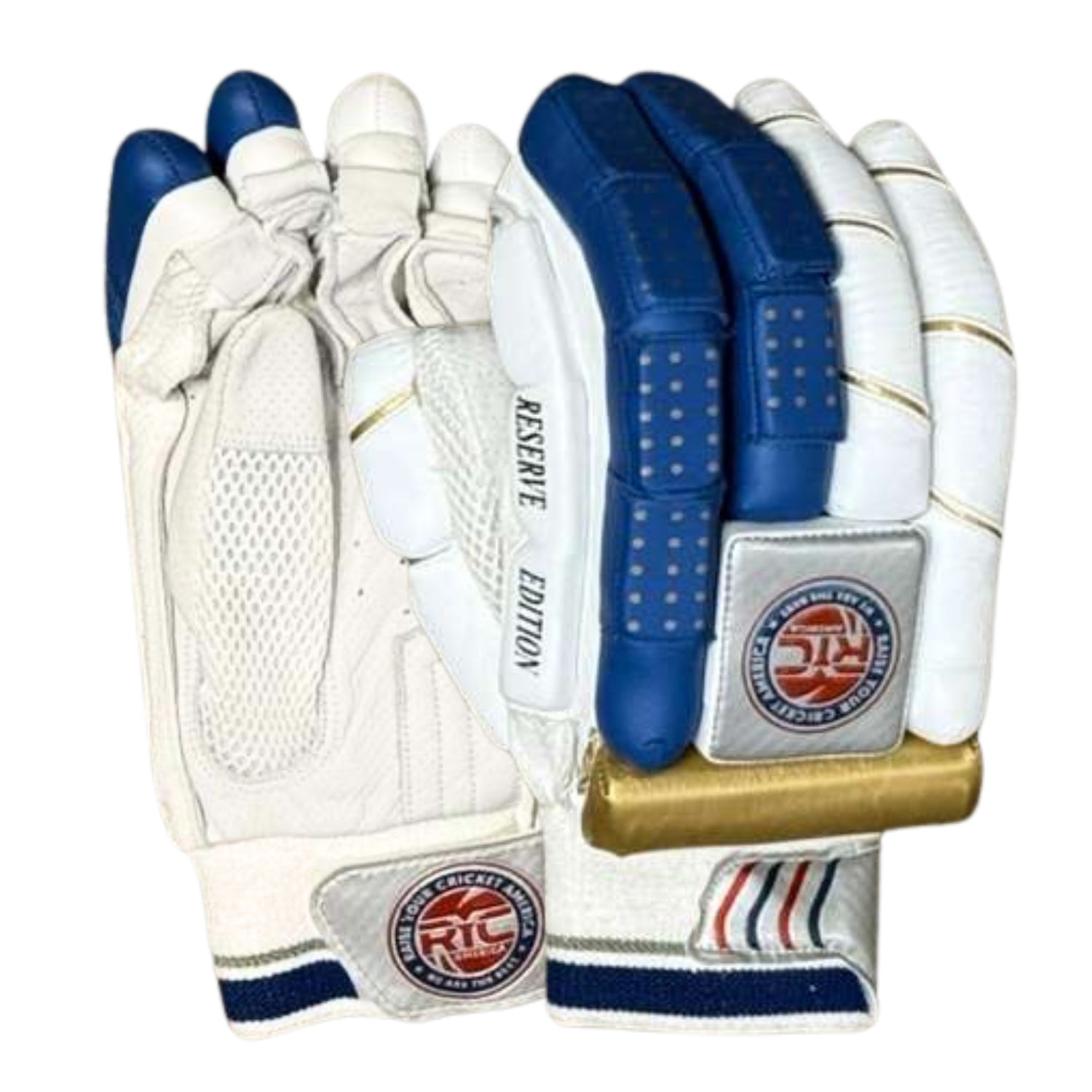Zee Sports Cricket Batting Gloves RYC America Reserve Edition Blue Golden