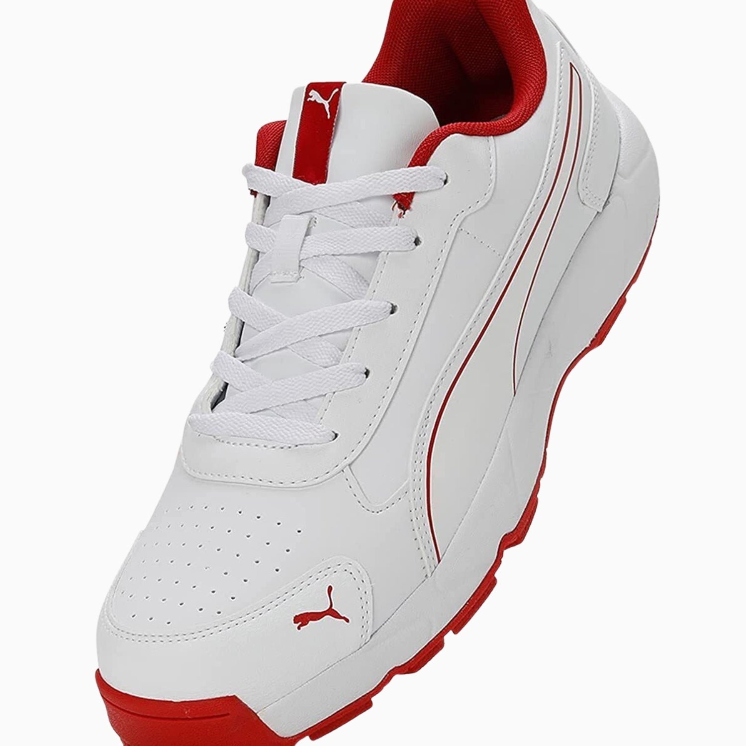 Puma Cricket Shoes, Model Classic Cat, White/Red