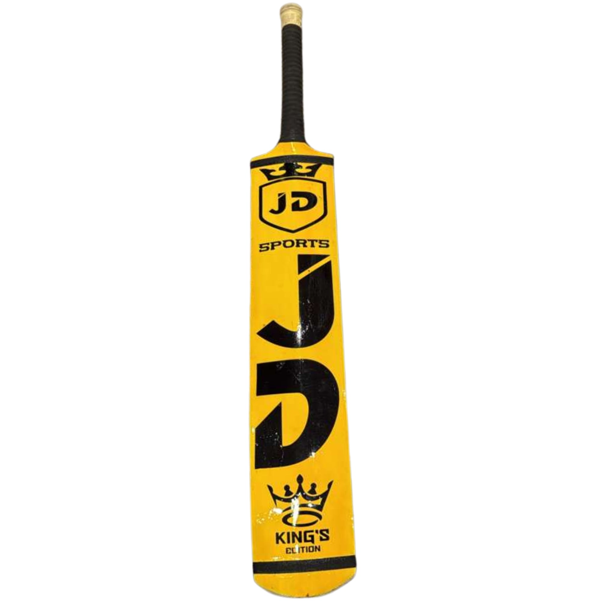 JD Sports Cricket Bat Kings Edition Hard Tennis Coca Wood Long Blade Yellow