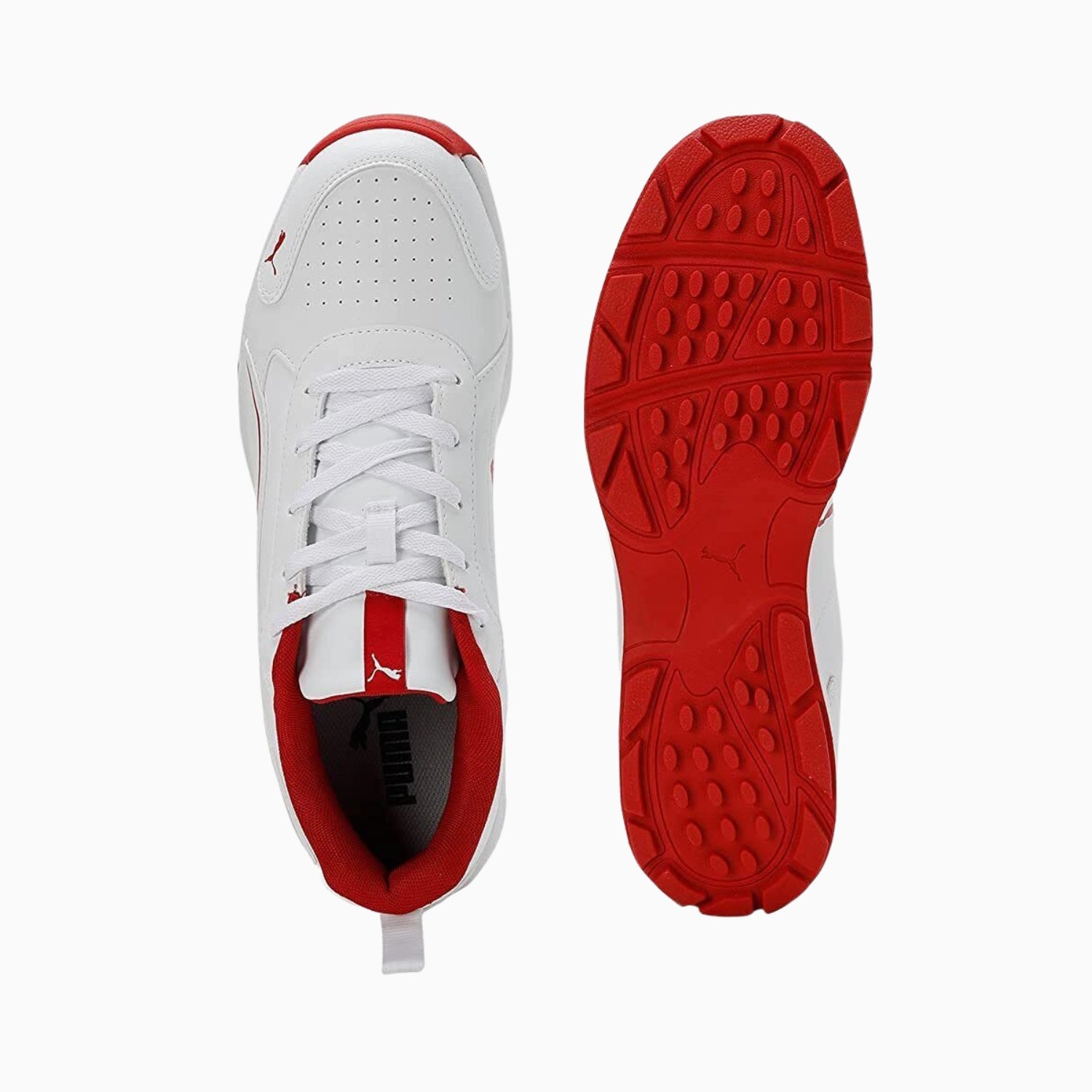 Puma Cricket Shoes, Model Classic Cat, White/Red