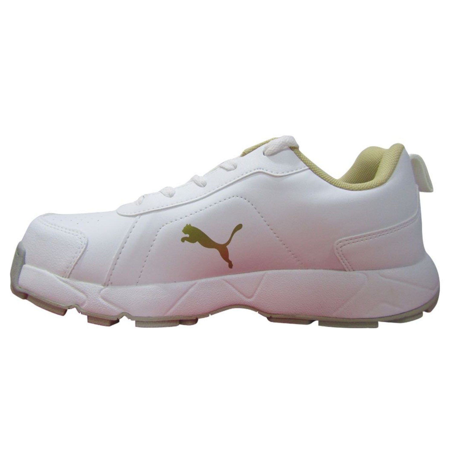 Puma Cricket Shoes, Model Classic Cat, White/Mettallic Gold