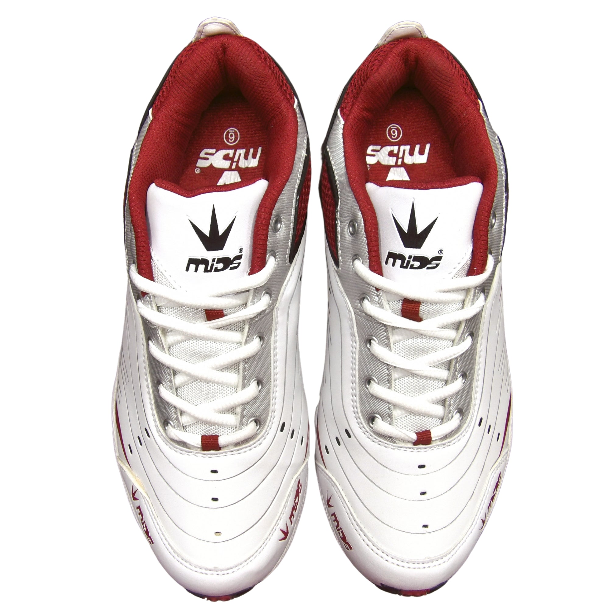 Mids Cricket Shoes Model +MM Power - White/Gray/Red