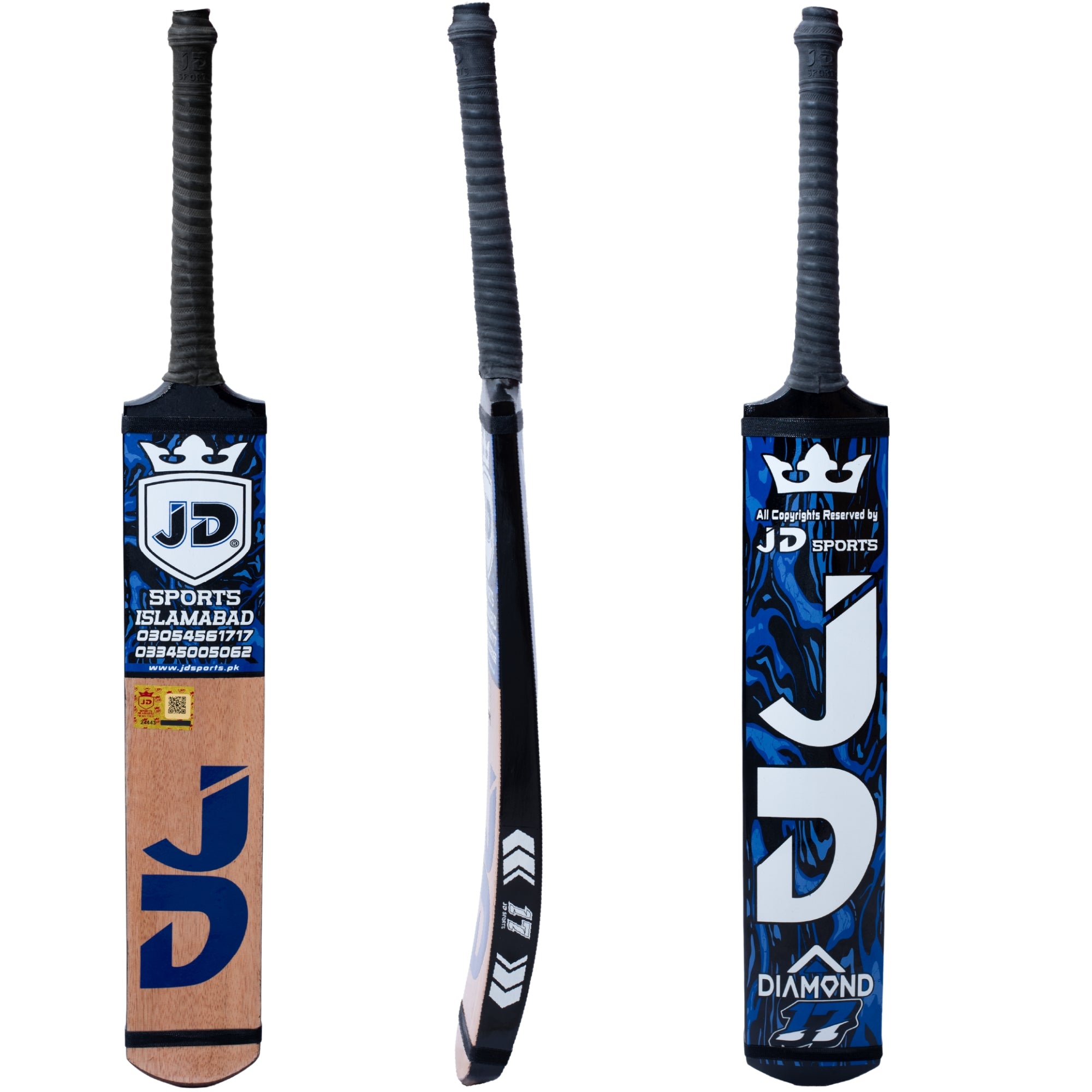 JD Sports Cricket Bat Diamond Player Edition Coconut Wood Tape Tennis Blue