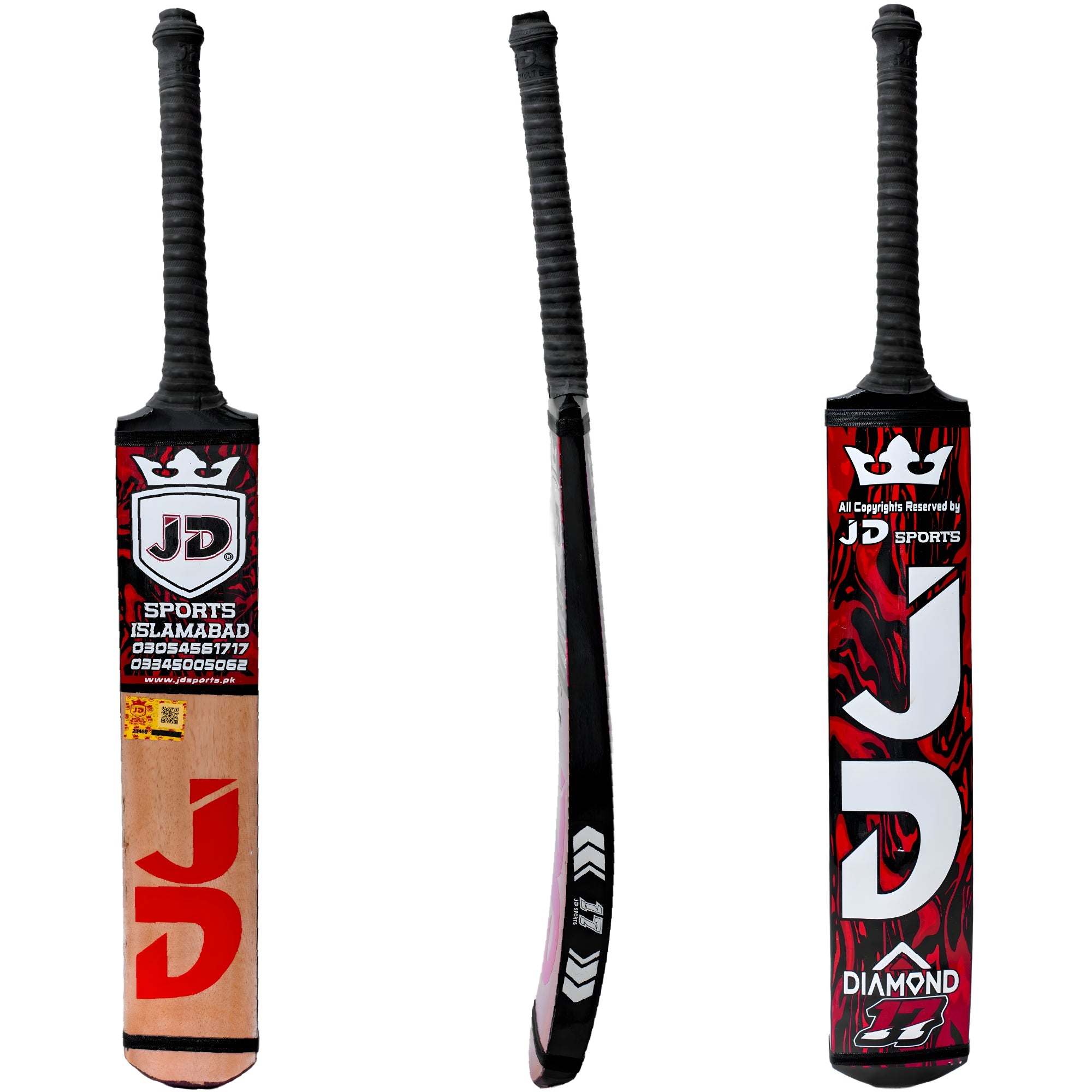 JD Sports Cricket Bat Diamond Player Edition Coconut Wood Tape Tennis Red