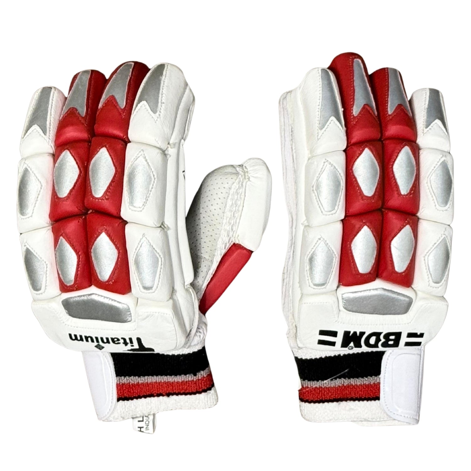 BDM Cricket Batting Gloves Titanium Red LH