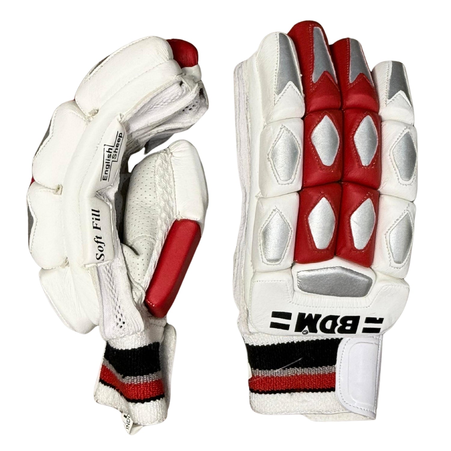 BDM Cricket Batting Gloves Titanium Red LH