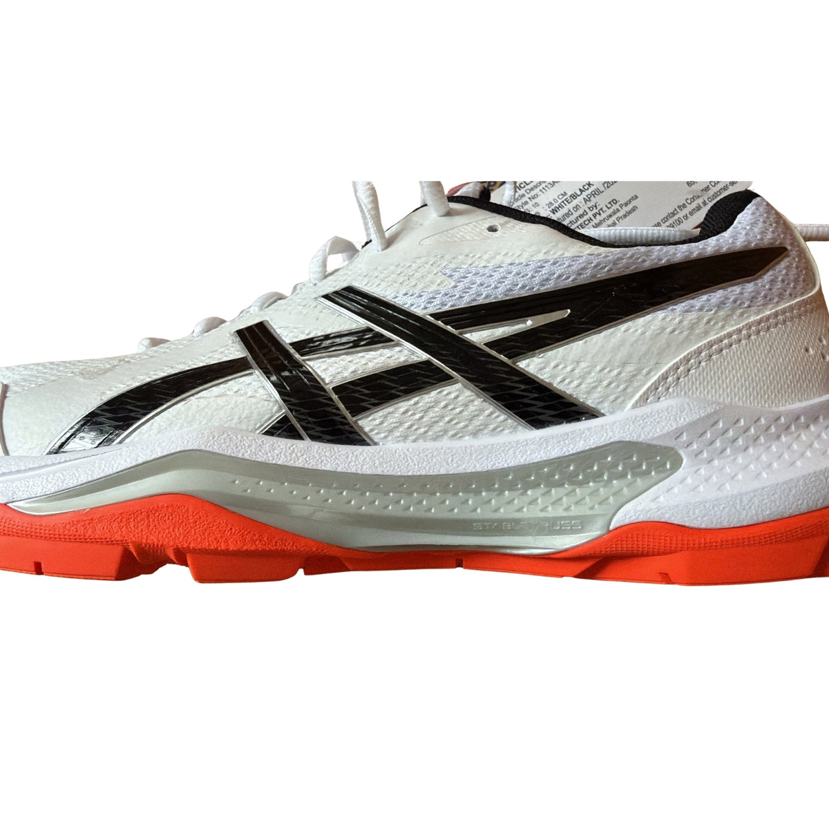 Asics Cricket Shoes Gel Peake 3 Unisex Field Shoes White/Black/Vibrant Orange 2026 Model
