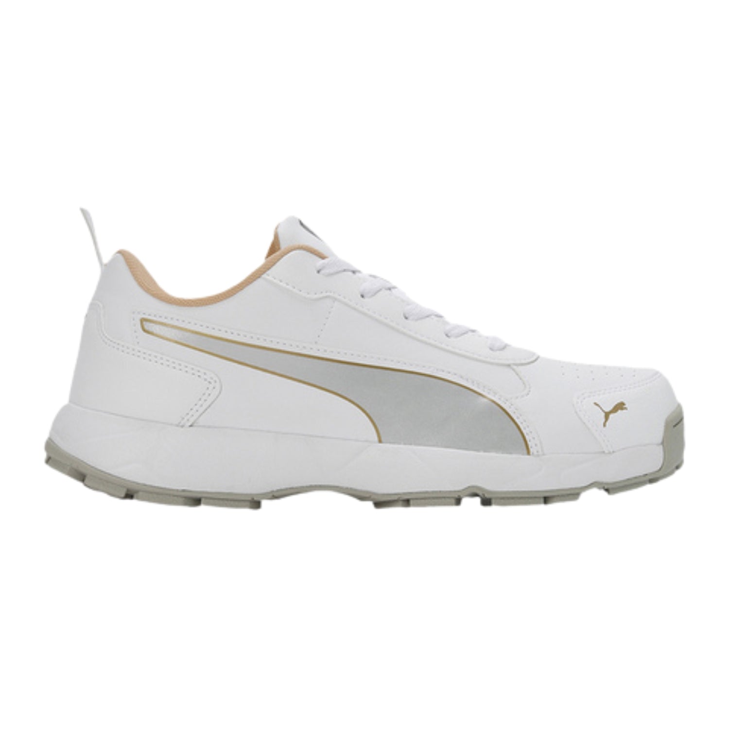 Puma Cricket Shoes, Model Classic Cat, White/Mettallic Gold