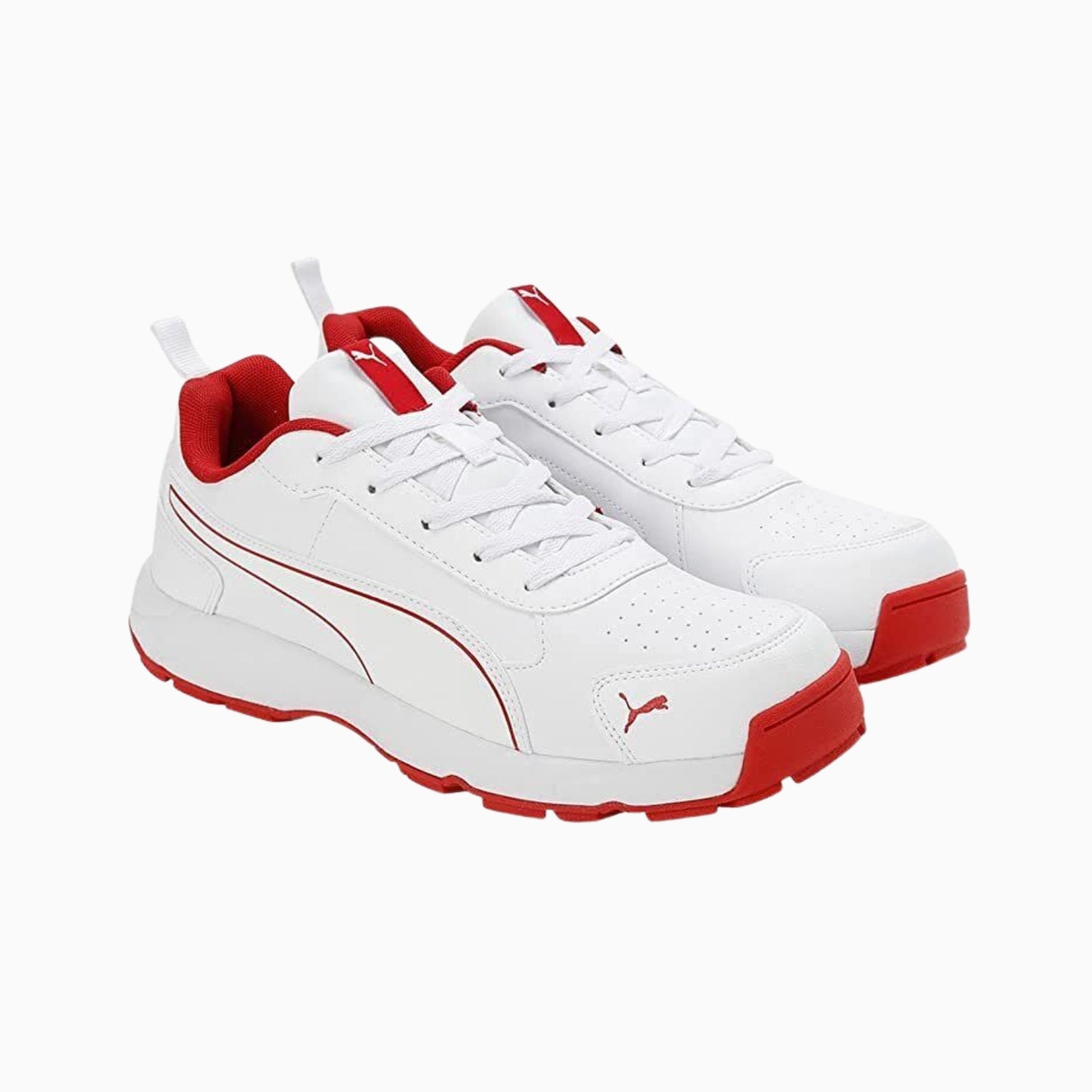 Puma Cricket Shoes, Model Classic Cat, White/Red