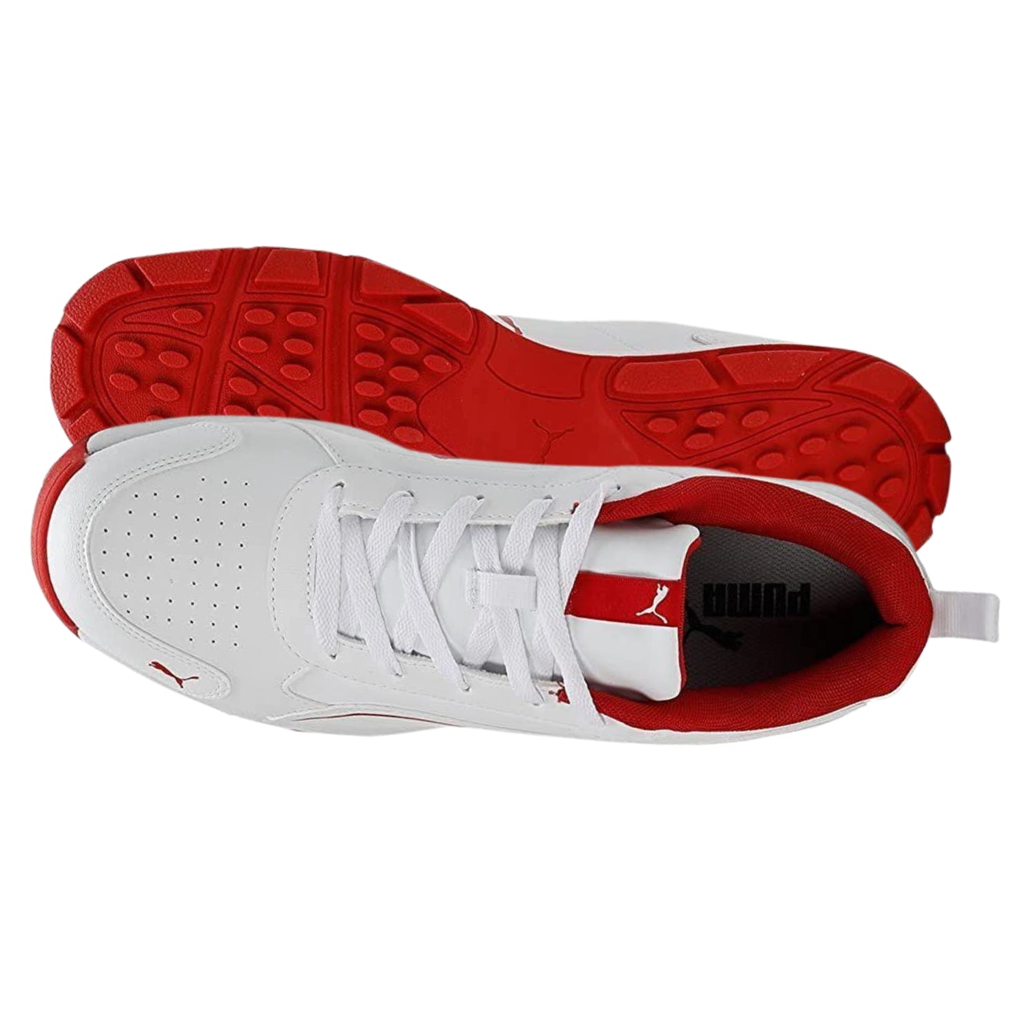 Puma Cricket Shoes, Model Classic Cat, White/Red