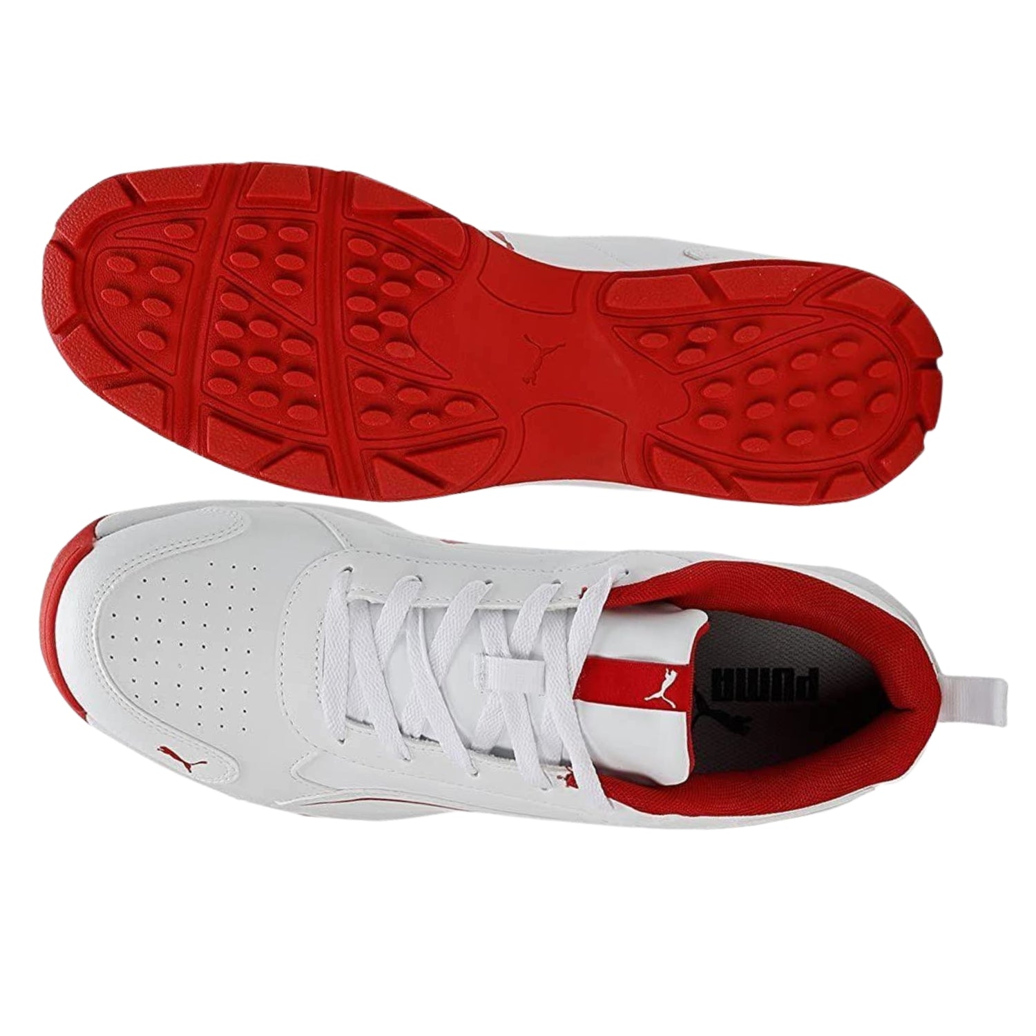 Puma Cricket Shoes, Model Classic Cat, White/Red