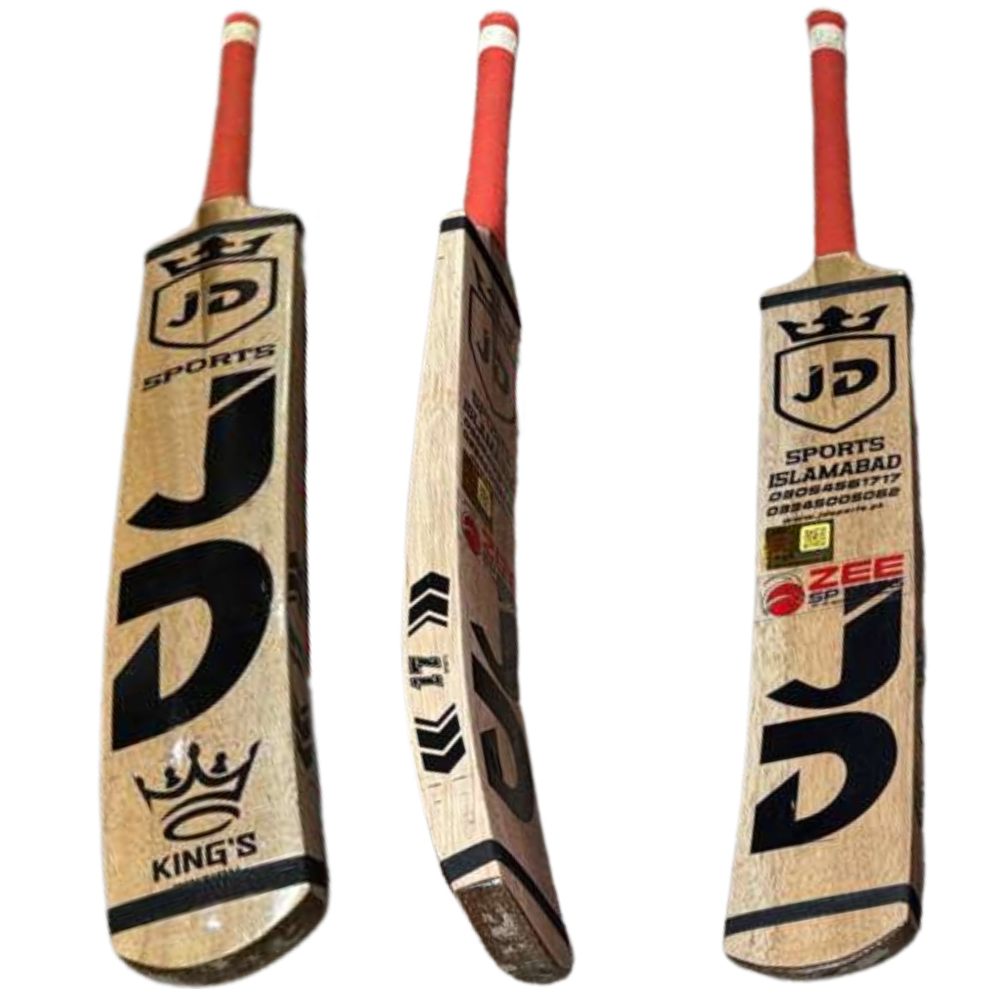 JD Sports Cricket Bat Kings Edition Hard Tennis Coca Wood Long Blade Natural