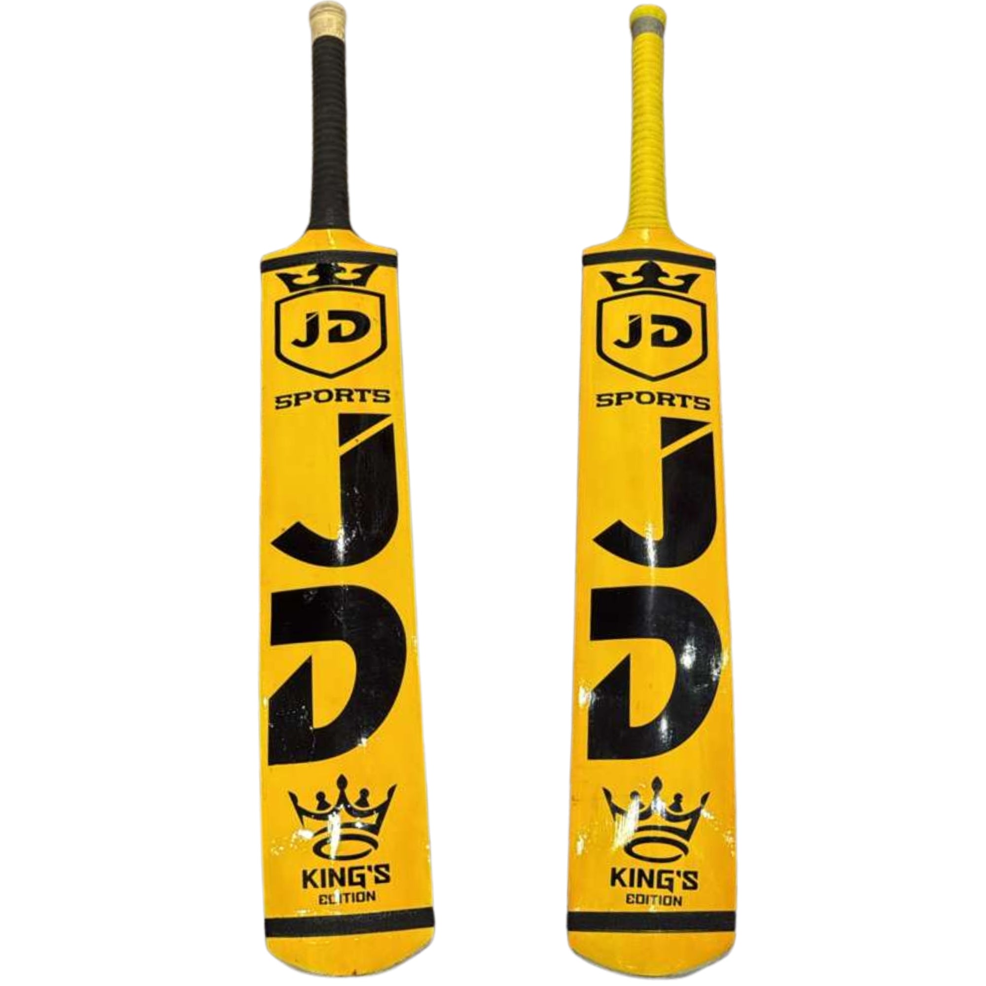JD Sports Cricket Bat Kings Edition Hard Tennis Coca Wood Long Blade Yellow