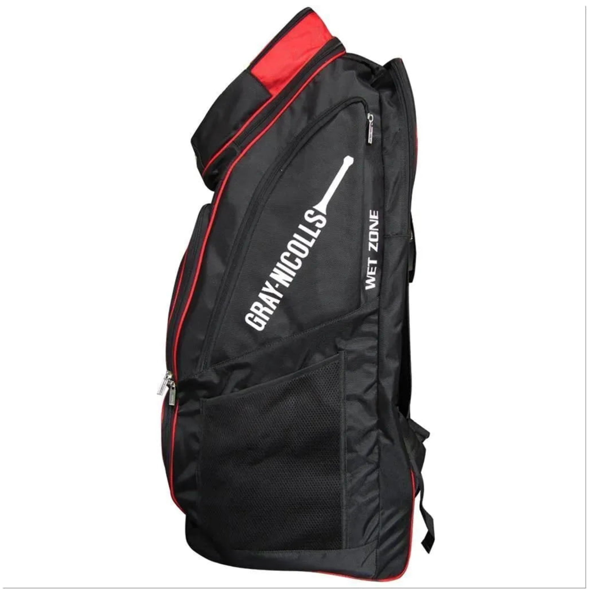 Black sports bag with red accents and 'Gray Nicolls' branding on a white background