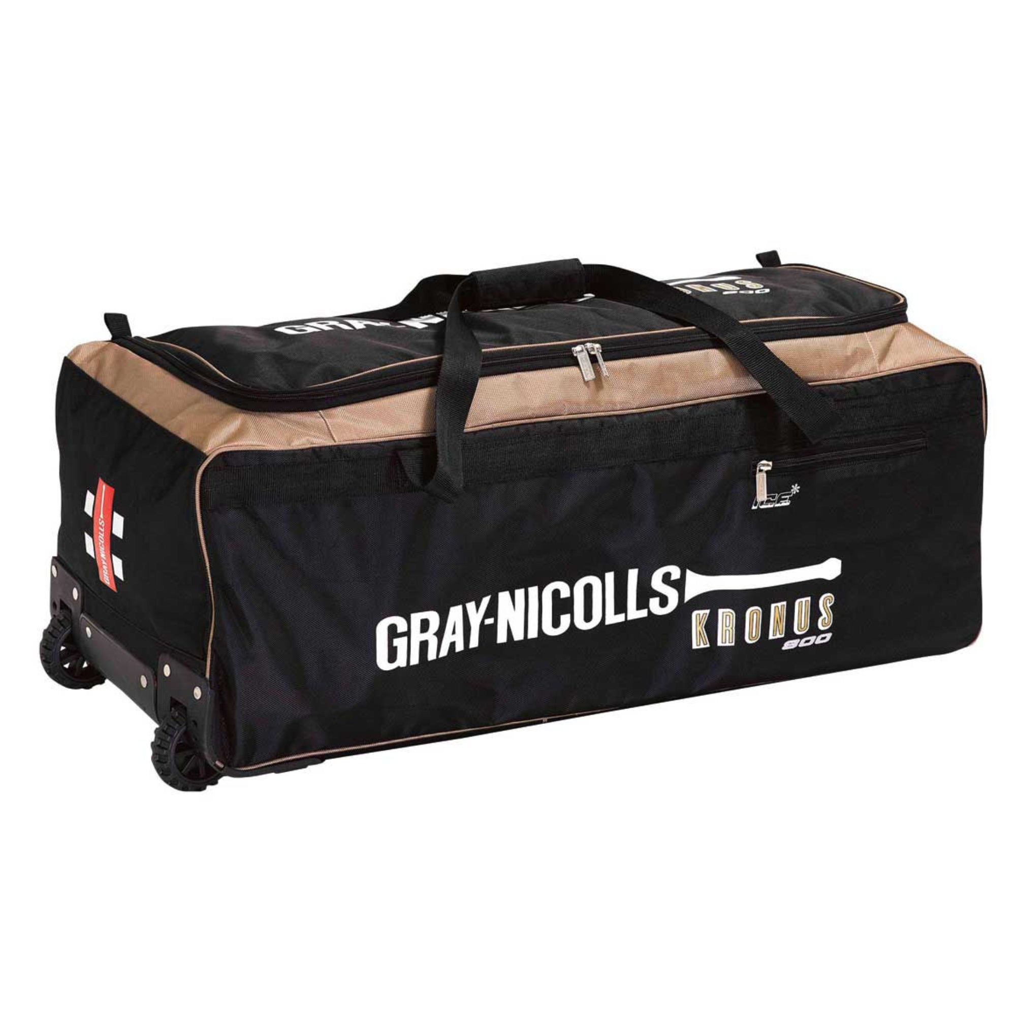 Black and beige sports bag with 'Gray-Nicolls' branding on a white background