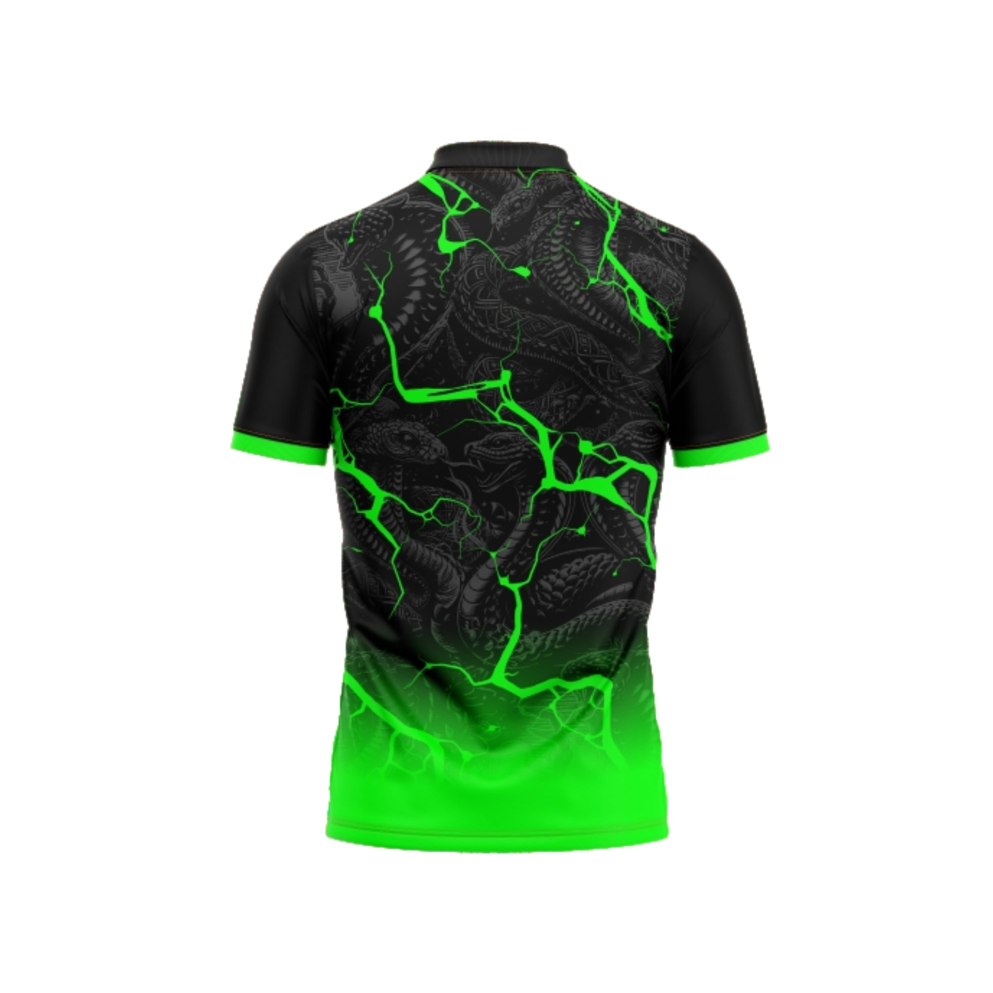 Black and green patterned shirt on a white background