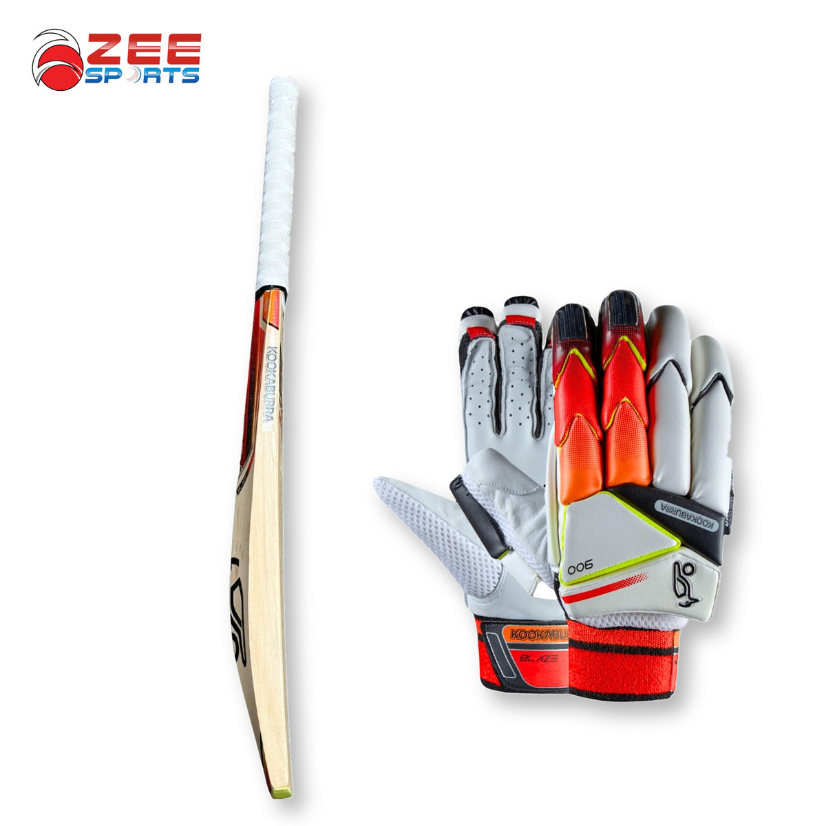 Kookaburra Blaze 2000 bat edge profile with Blaze 900 batting gloves