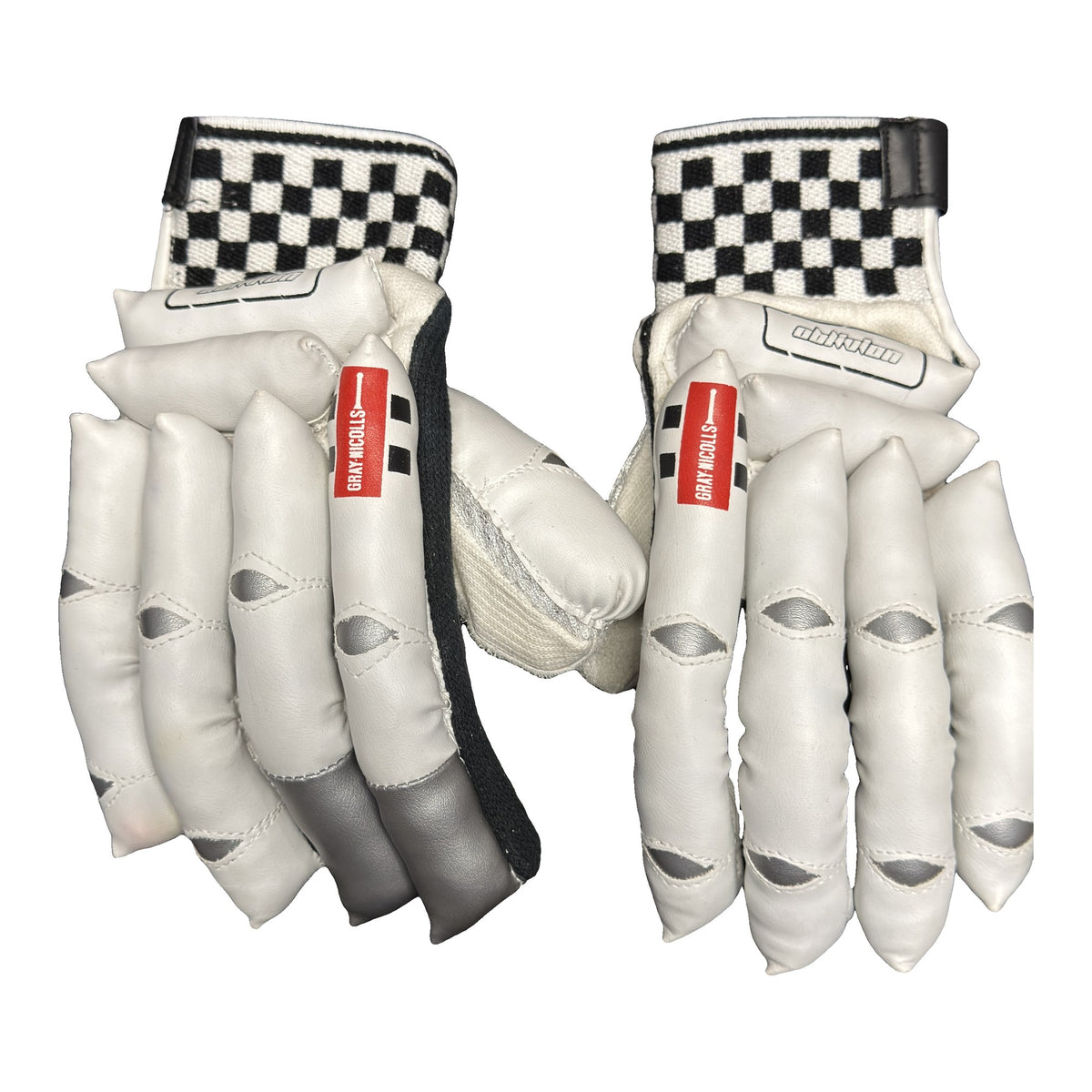 Gray-Nicolls Oblivion men's right-hand batting gloves, back of both gloves with checkered cuff