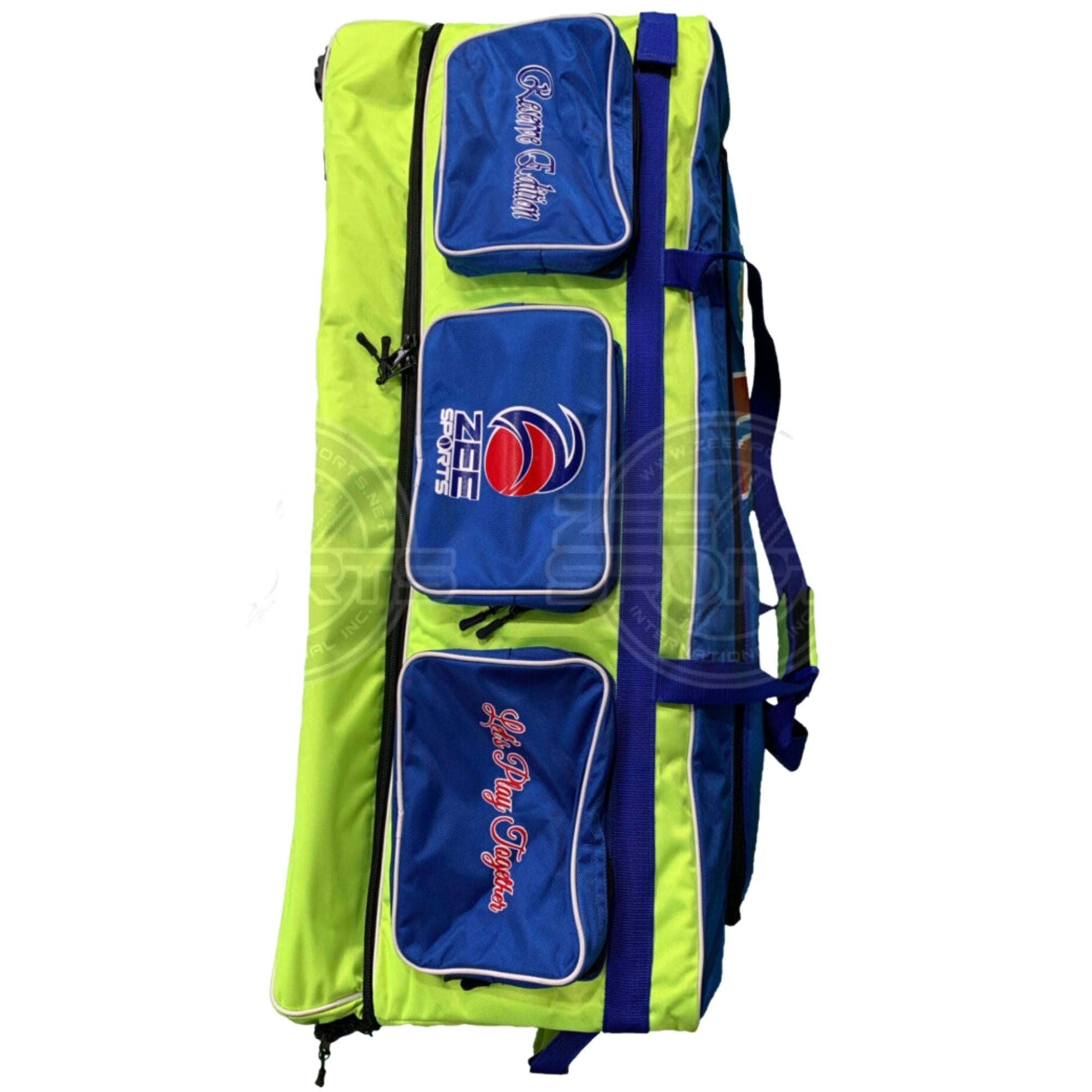 Zee Sports Cricket Kit Bag Lime Green with Blue Color Combination Dual Compartment