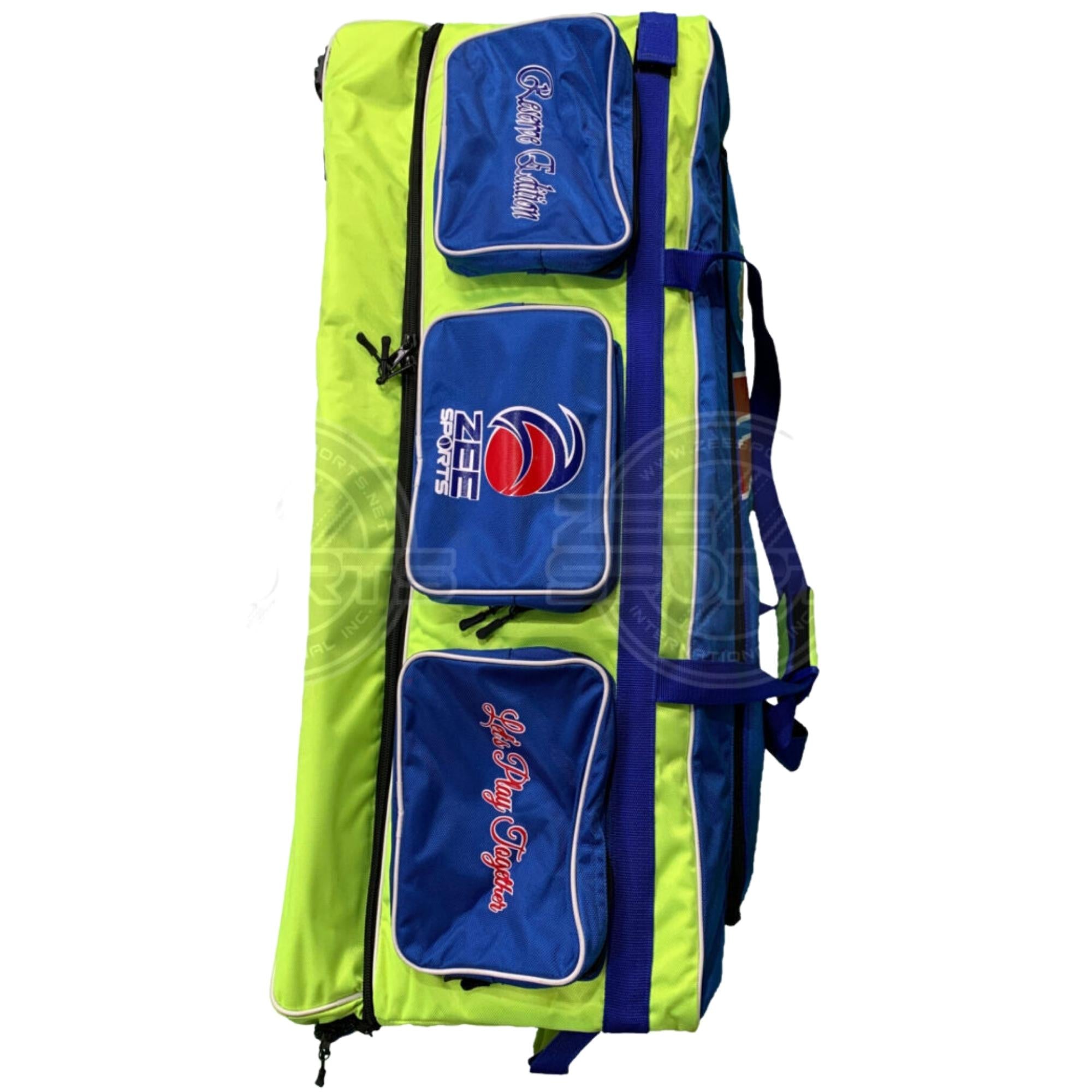 Zee Sports Kit Bag Lime Green with Blue Color Combination Dual Compartment