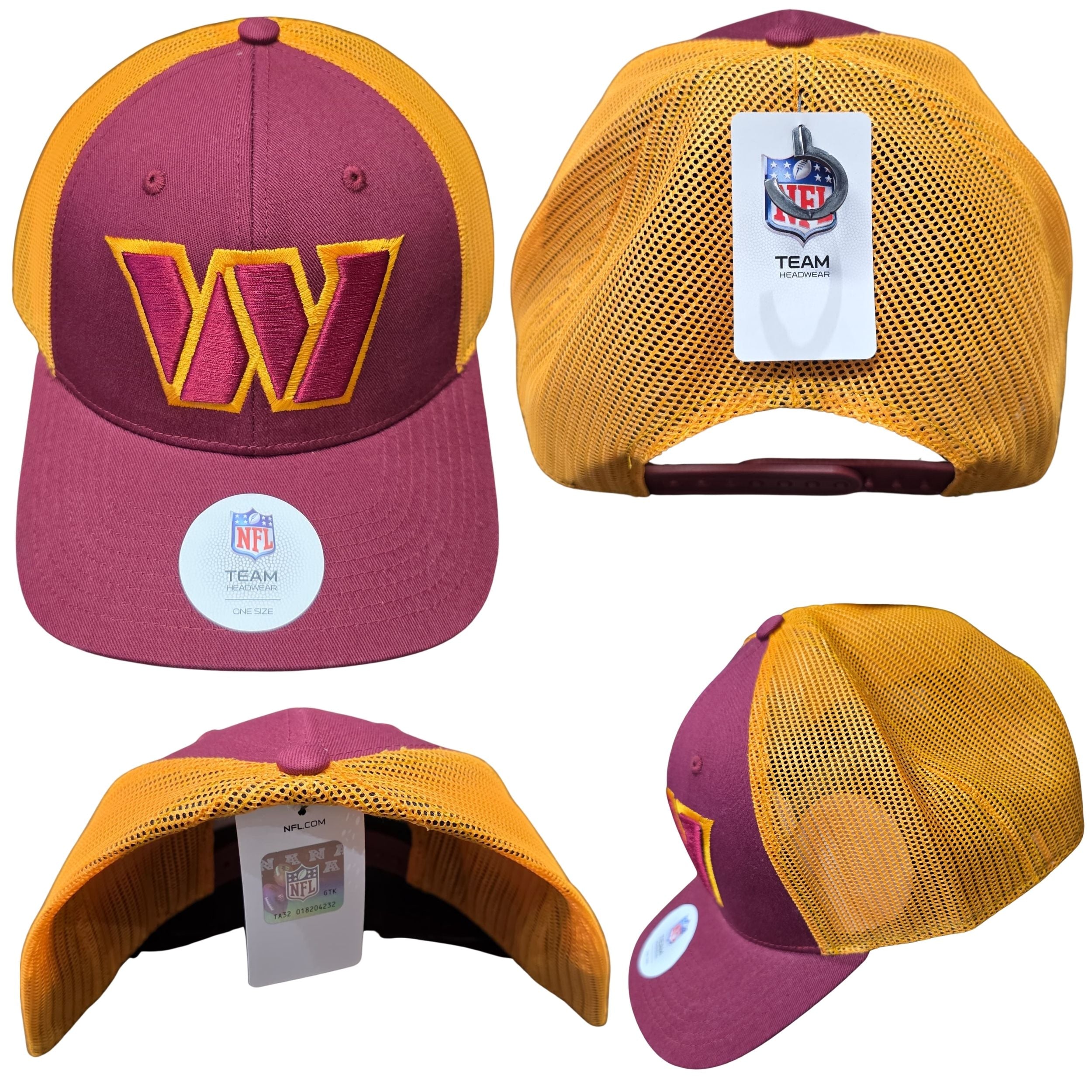 NFL Official Snapback Adjustable Hat Washington Commanders Embroidered Logo Cap