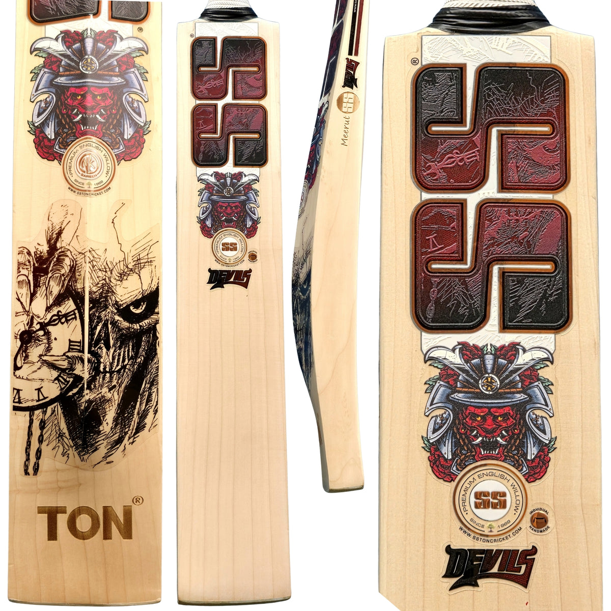 SS Cricket Bat Ton Devils Red English Willow SH Adult