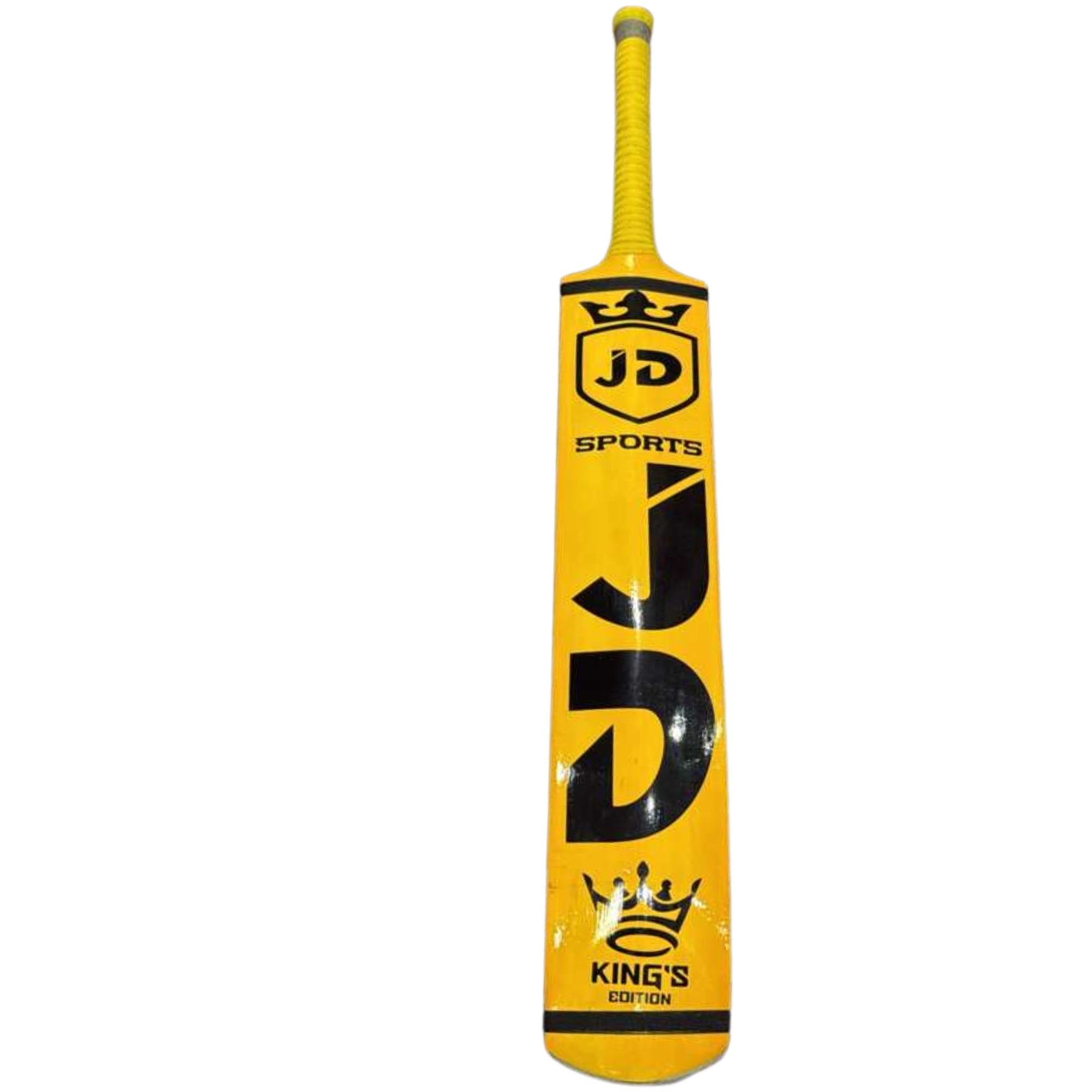 JD Sports Cricket Bat Kings Edition Hard Tennis Coca Wood Long Blade Yellow