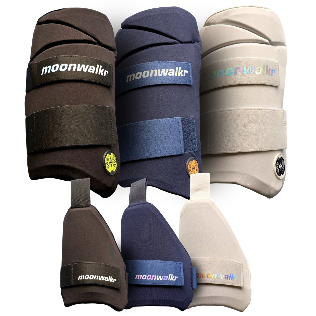 Moonwalkr Cricket Thigh Guard Set RH & LH Navy Blue/Black/White M & L Adult