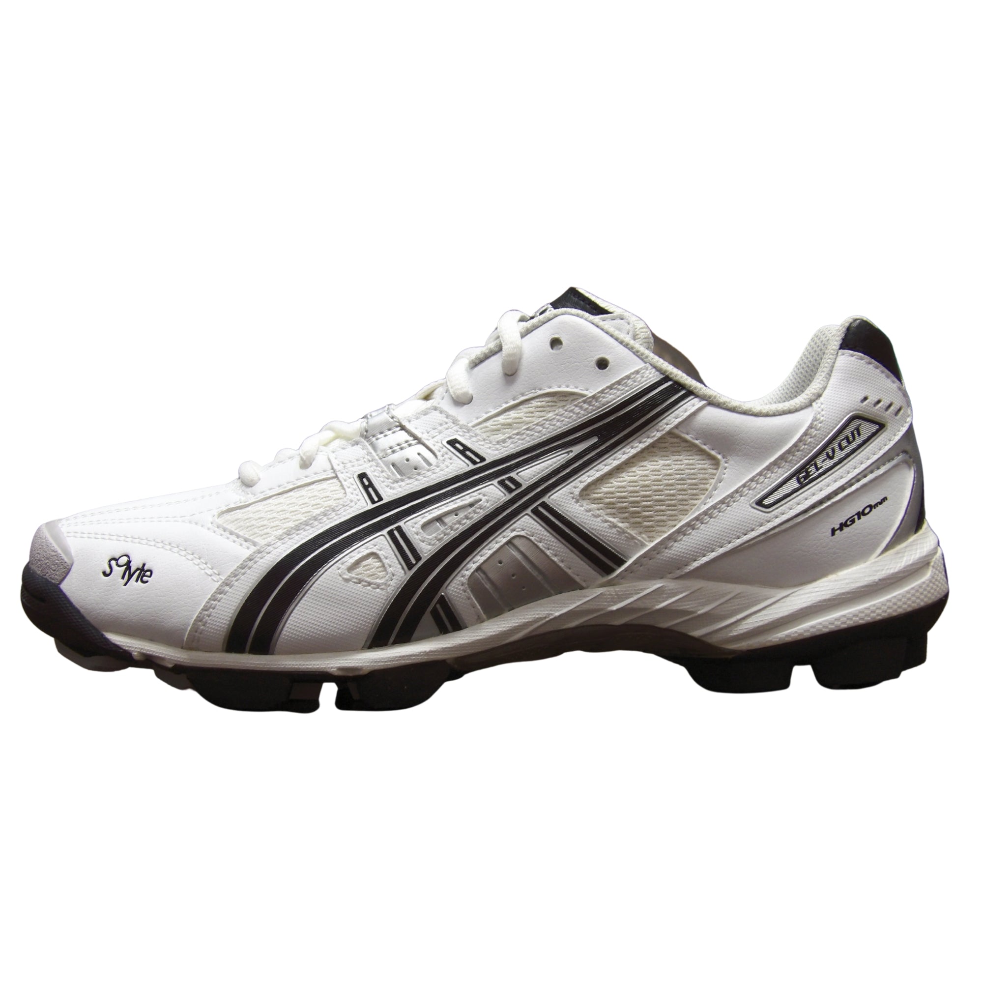 Asics Cricket Shoes, Model Gel V-Cut - White/Black/Silver