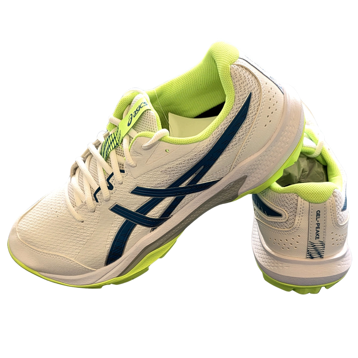 Asics Cricket Shoes Gel Peake 3 Unisex Field Shoes White/Deep Teal/Lime Green 2026 Model