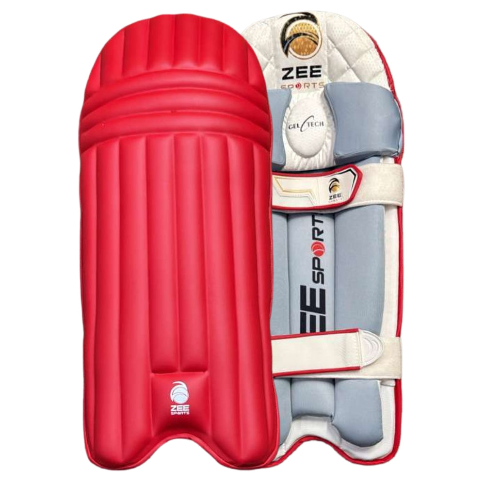Zee Sports Batting Pads Double Strap GelTech Red
