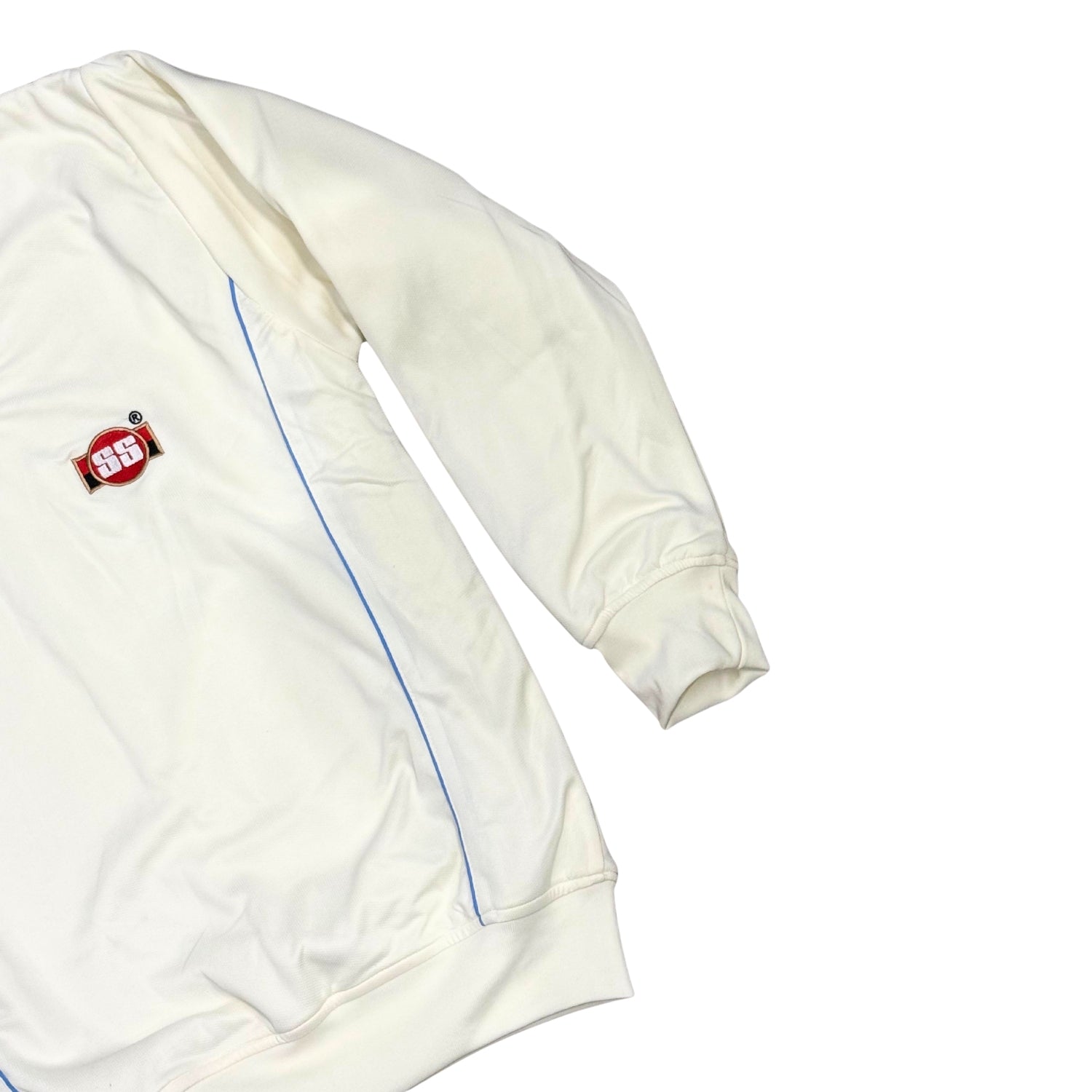 SS Uniform Cricket Sweater White With Blue Stripe