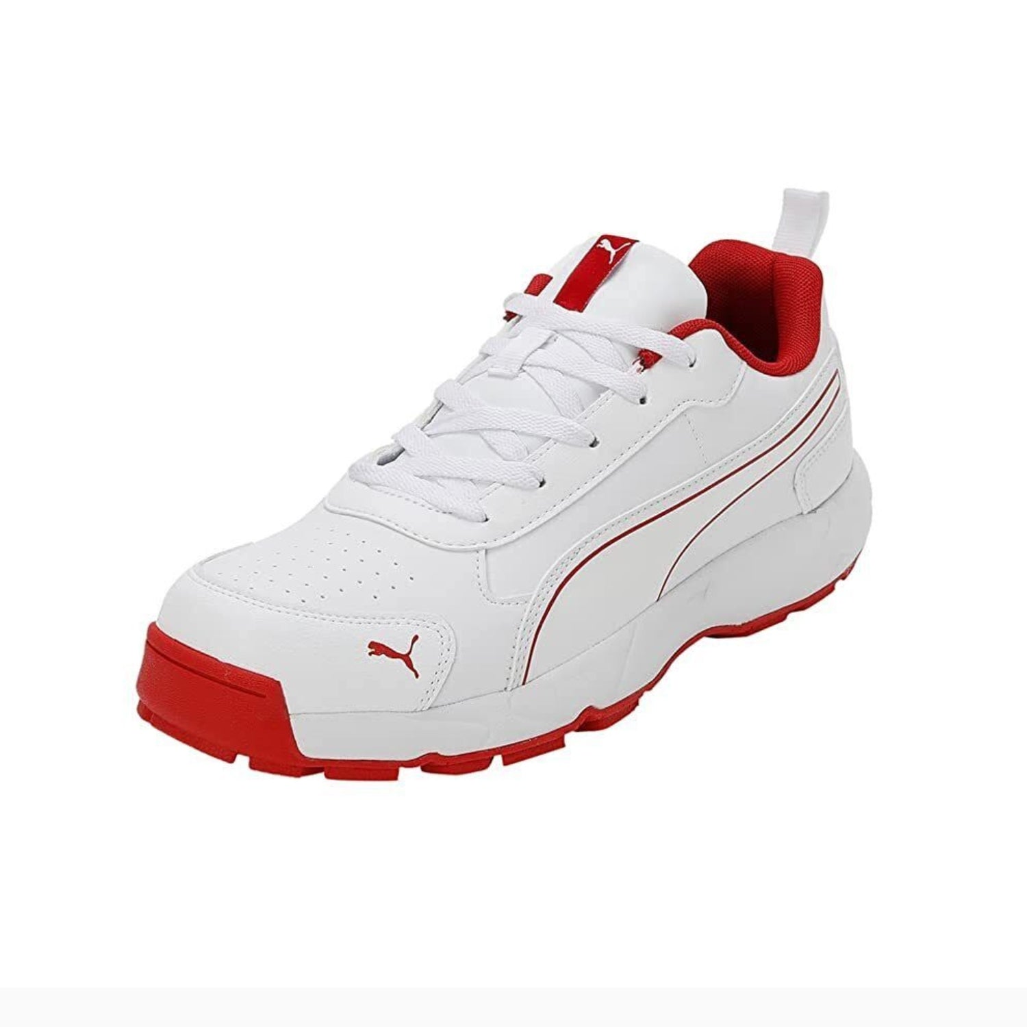 Puma Cricket Shoes, Model Classic Cat, White/Red