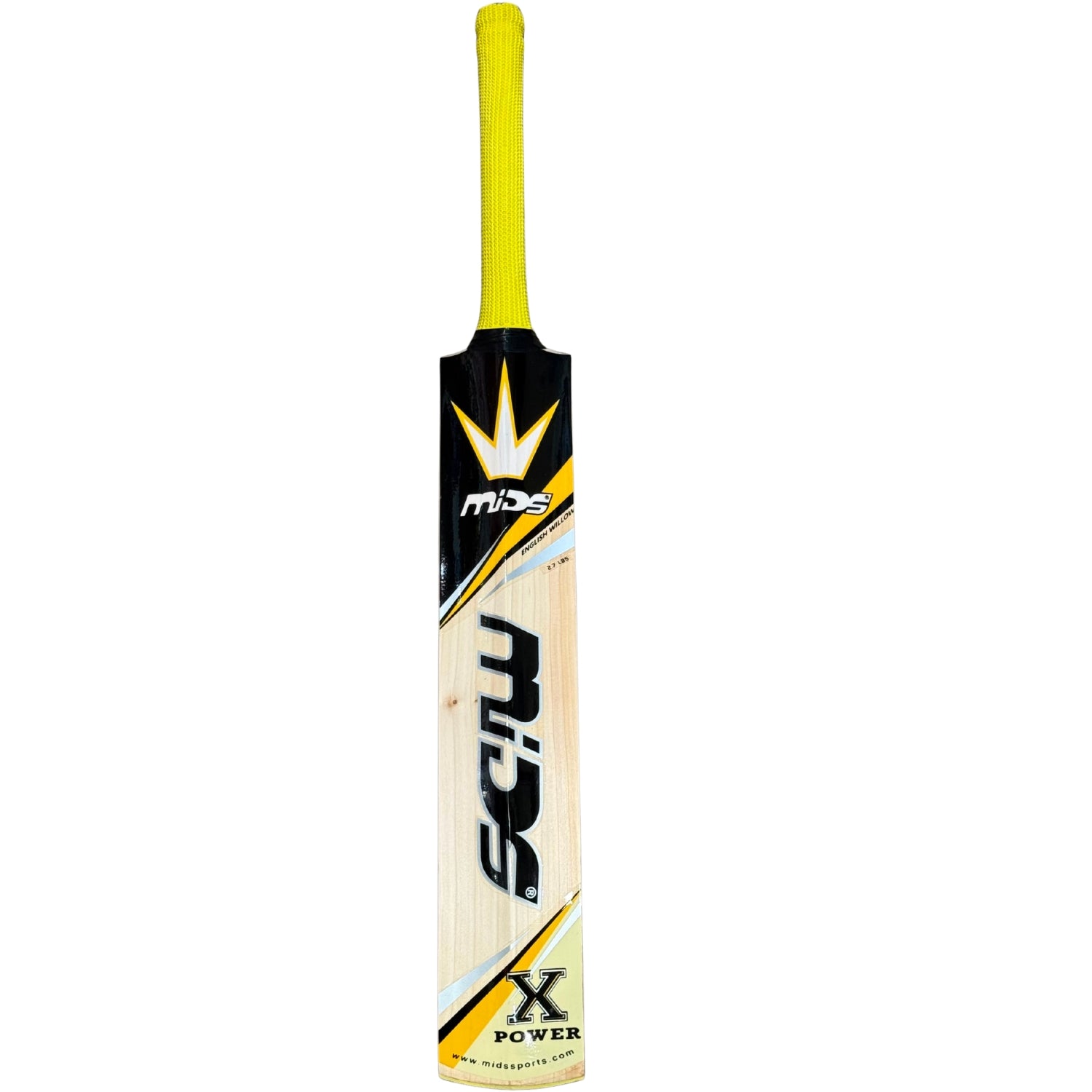 MIDS Cricket Bat X Power English Willow Yellow Gold Sticker