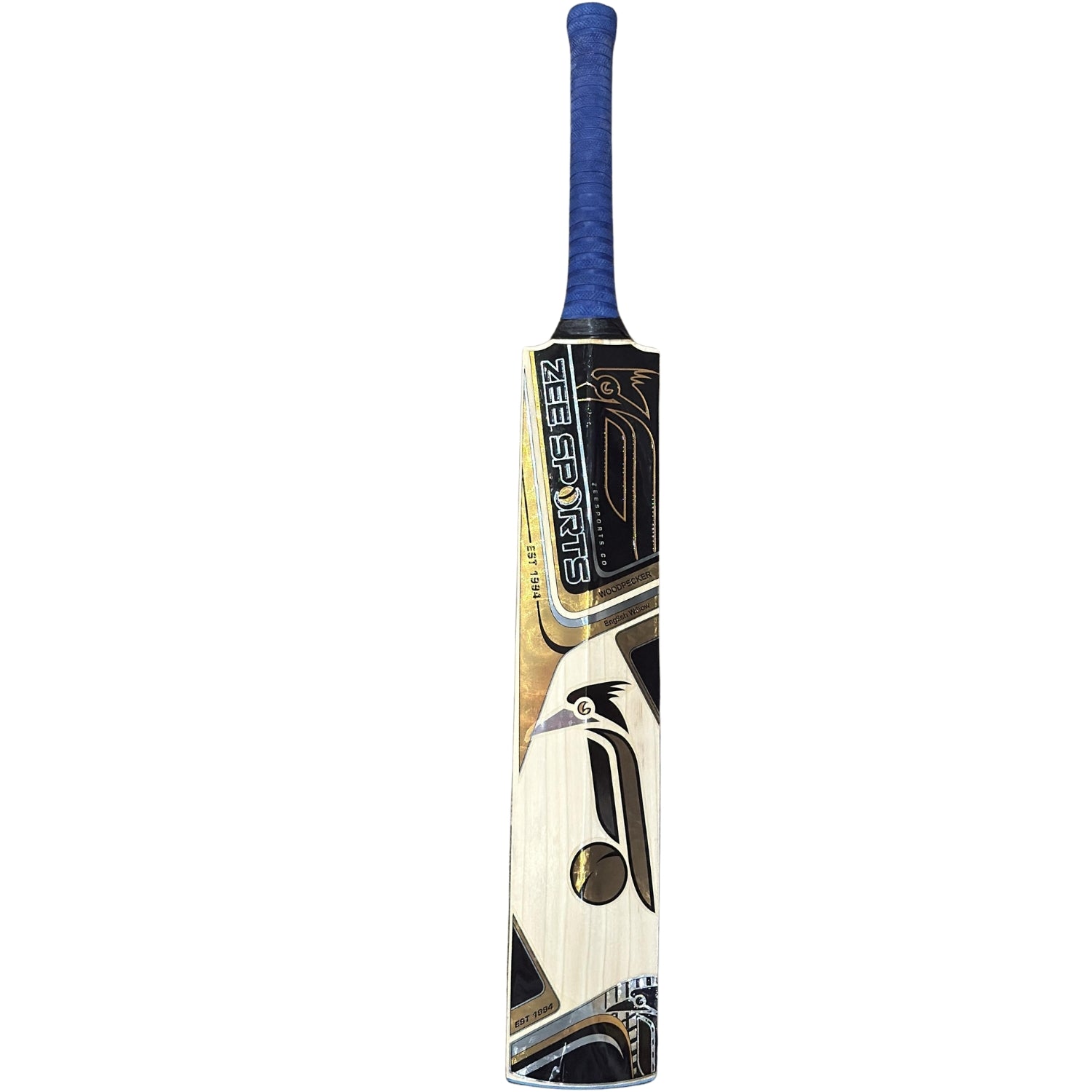 Zee Sports Cricket Bat Woodpecker Black & Gold One English Willow Youth Size 4
