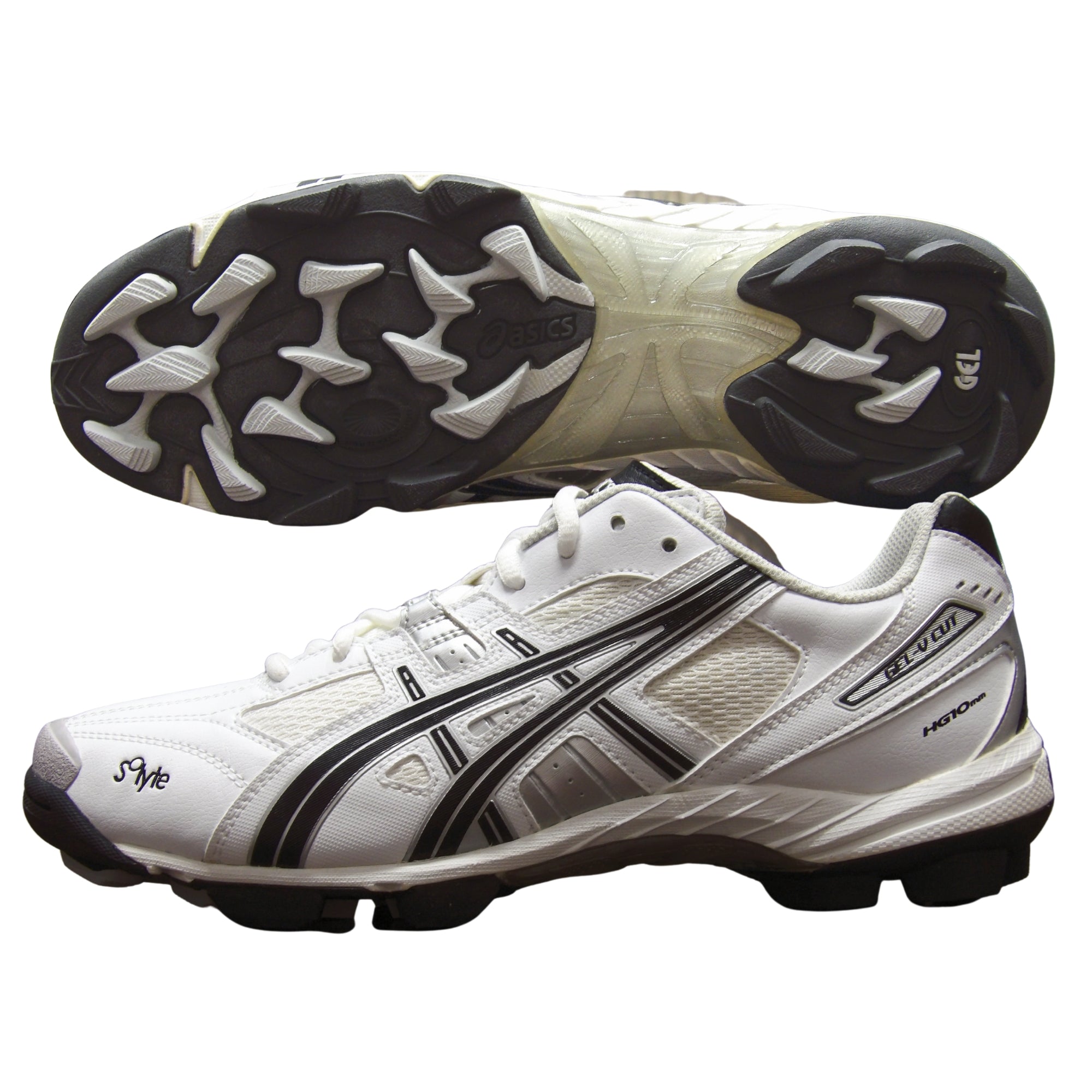 Asics Cricket Shoes, Model Gel V-Cut - White/Black/Silver