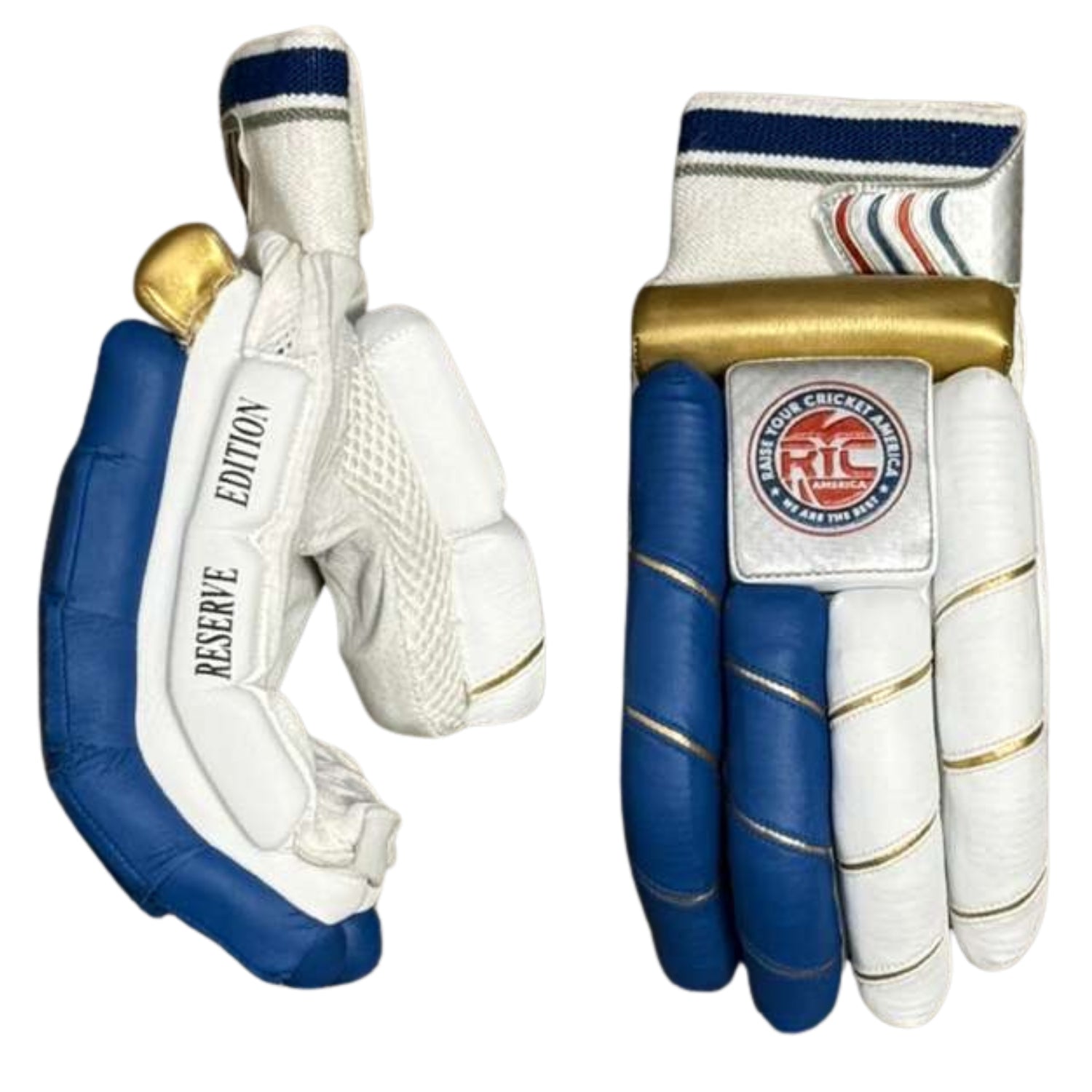 Zee Sports Cricket Batting Gloves RYC America Reserve Edition Blue Golden