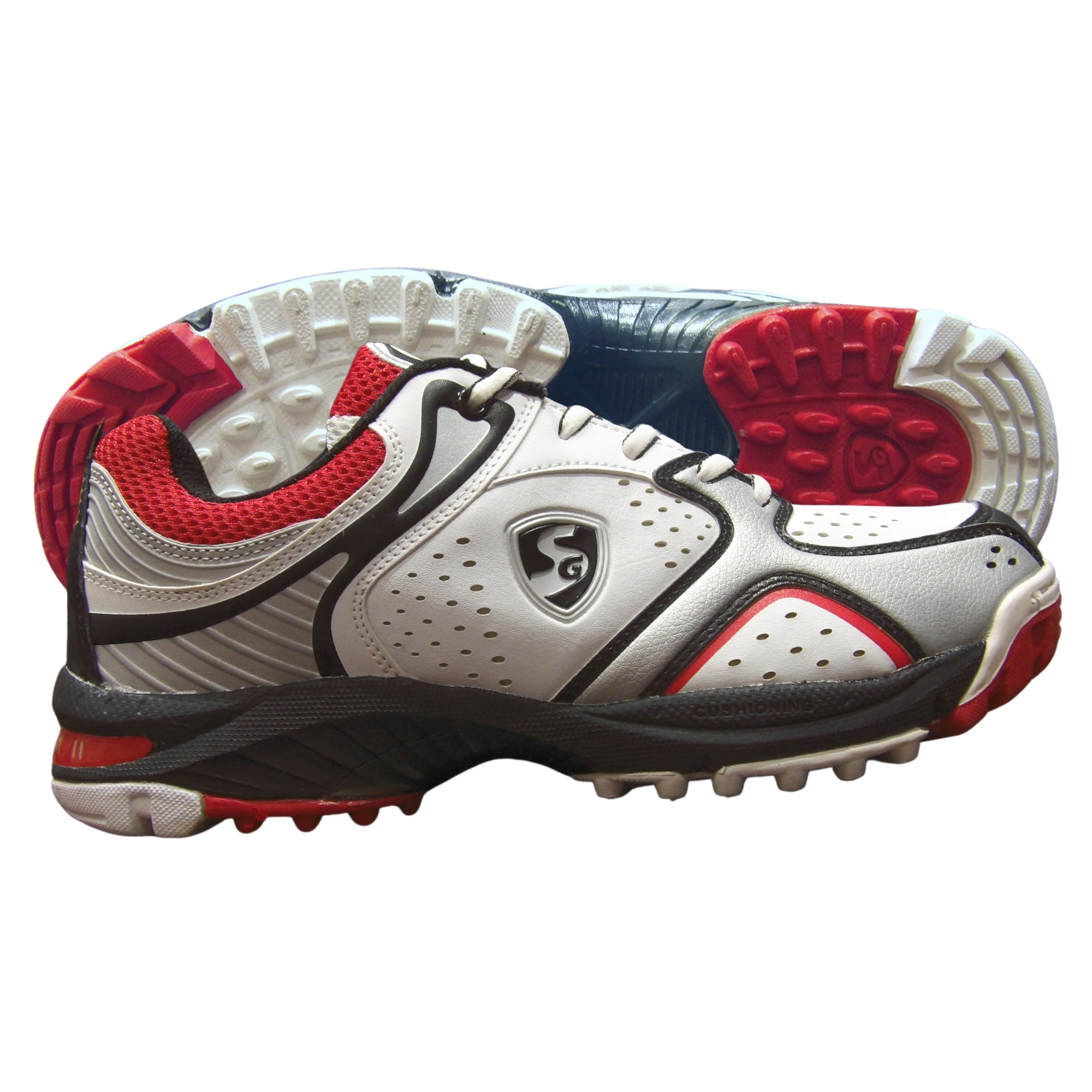 SG Cricket Shoes, Model Striker II - White/Silver/Red
