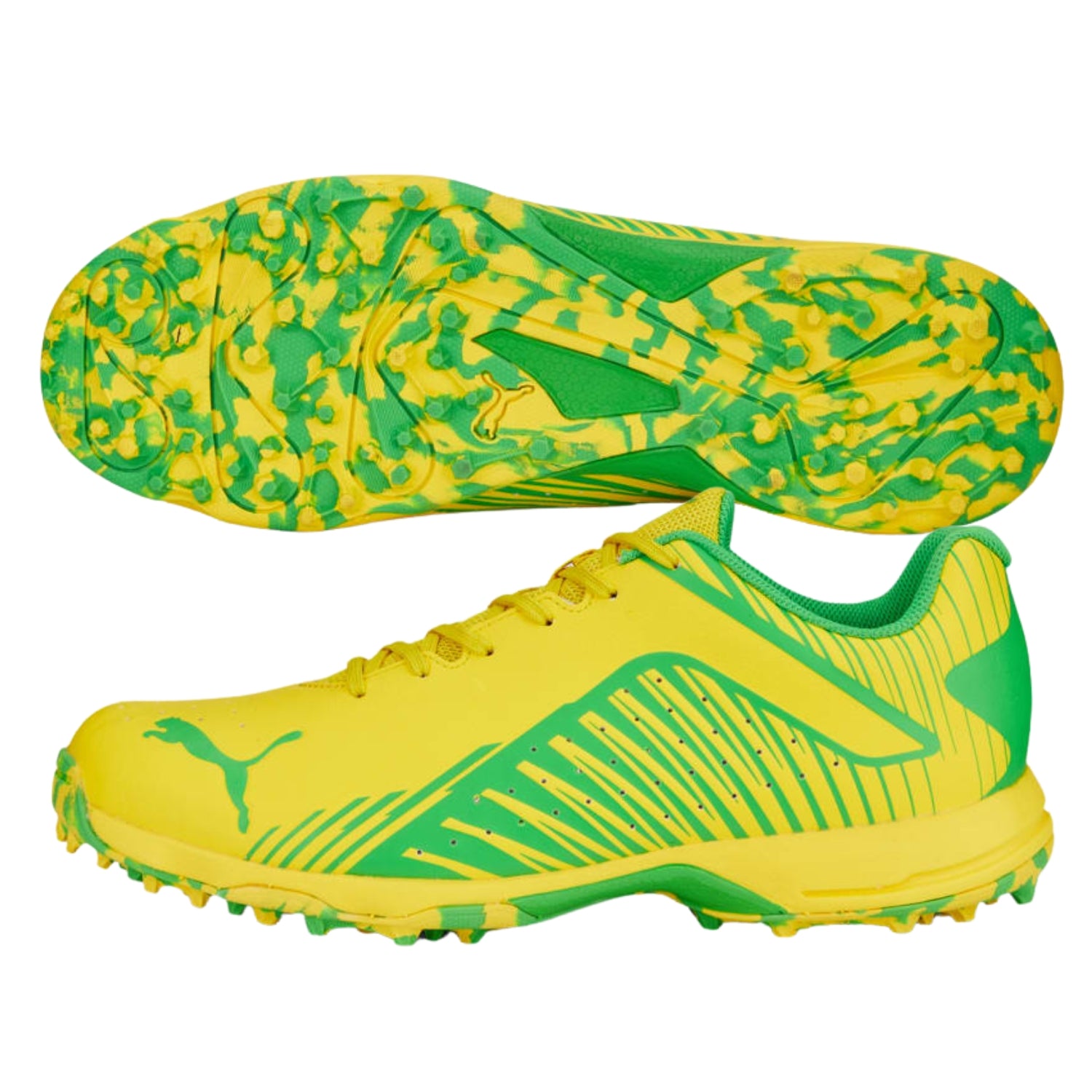 Puma Cricket Shoes, Model PUMA 22 FH Rubber, Yellow/Green