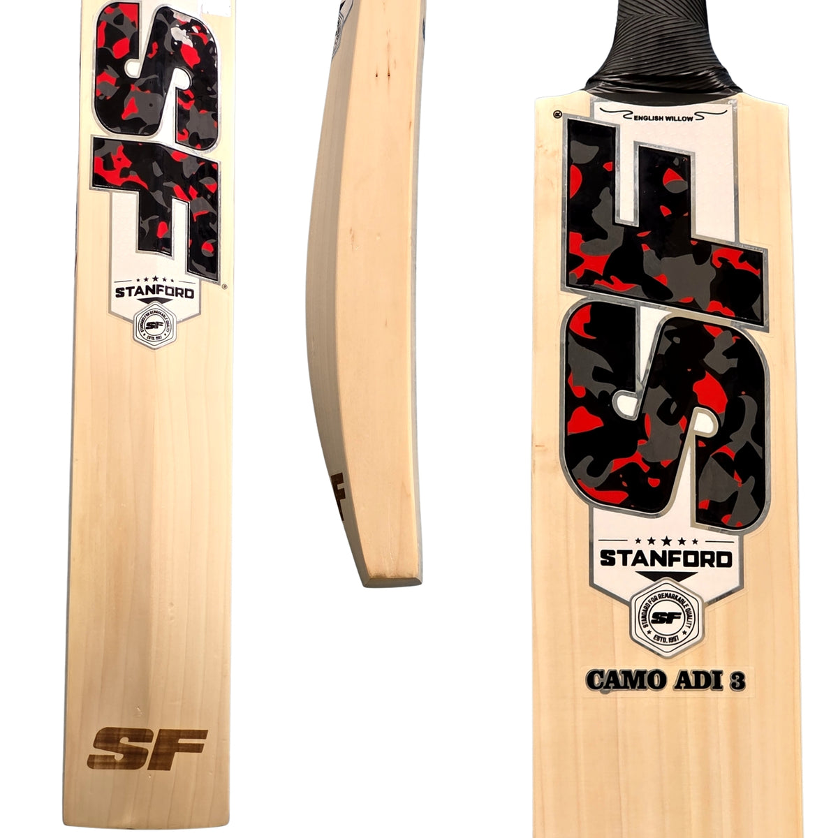 SF Cricket Bat Stanford 5 Star Camo Adi 3 English Willow SH Adult - image 5