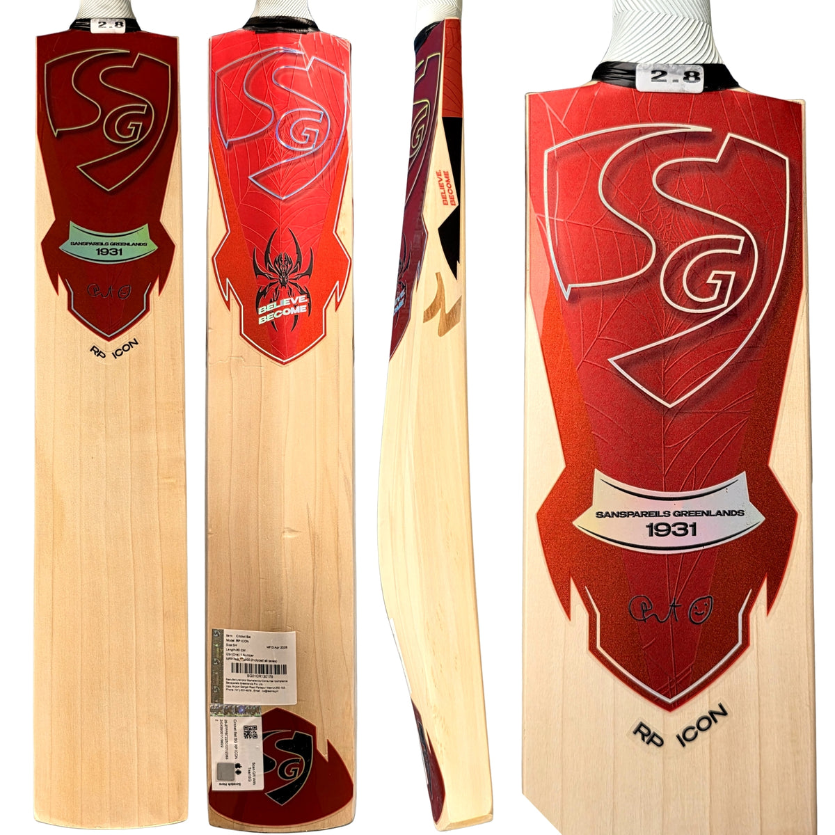 SG Cricket Bat RP Icon Rishabh Pant Series English Willow SH Adult - image 5