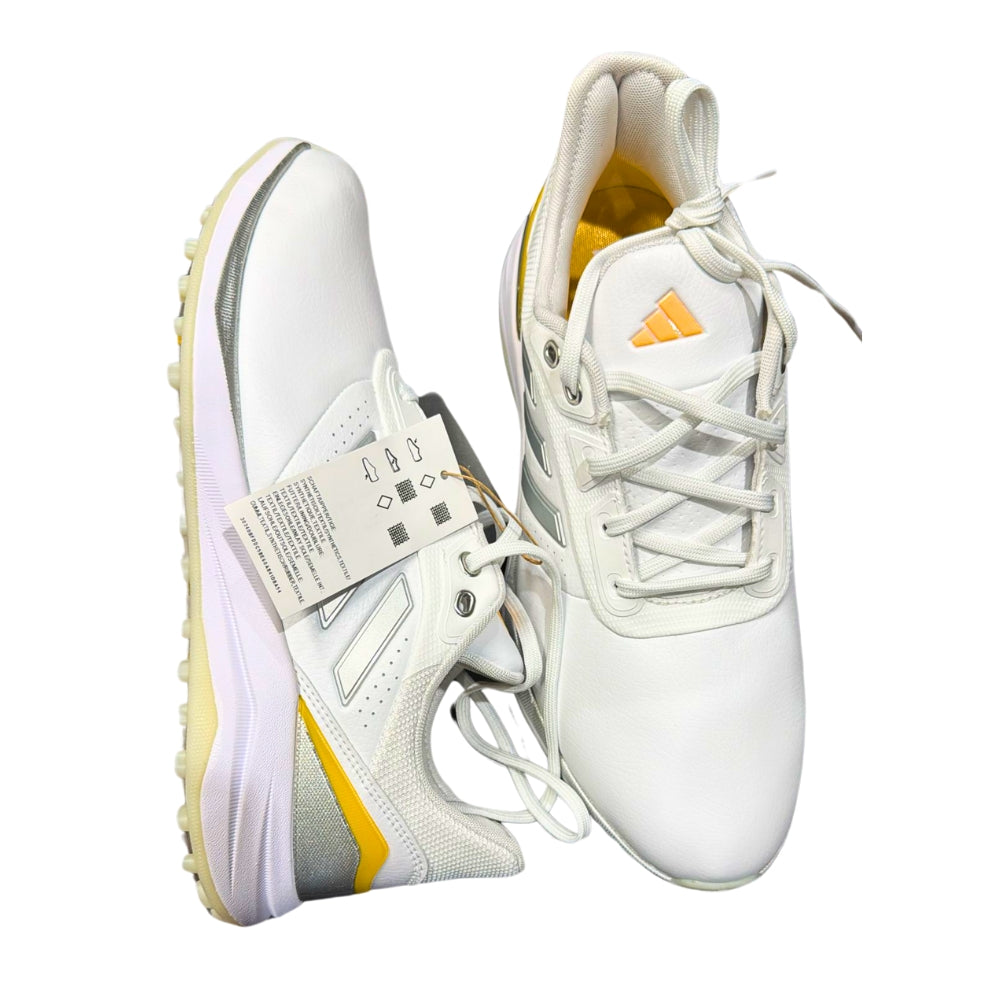 Adidas Cricket/Golf Light-strike shoes from the upper and sides, featuring the responsive midsole, lace closure, and durable construction designed for superior traction and comfort in various sports.