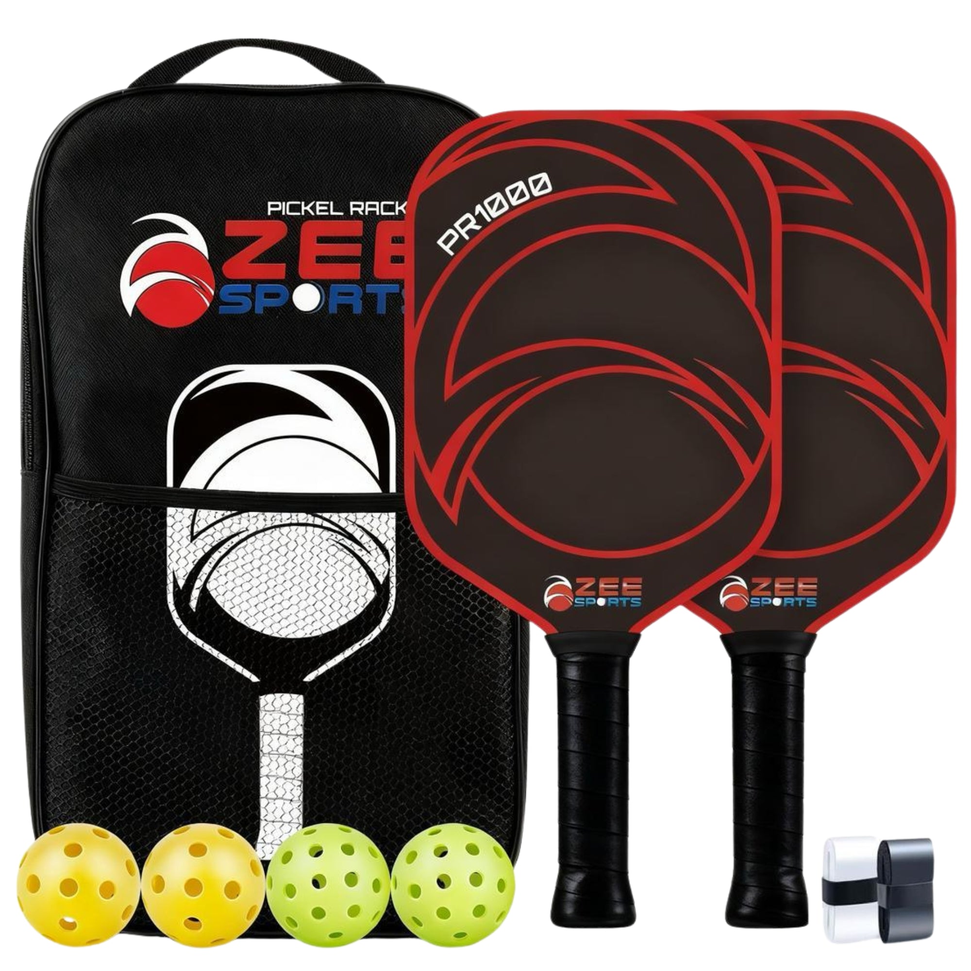 Zee Sports Paddles Pickle Ball Rackets PR1000 Sleek Red/Black