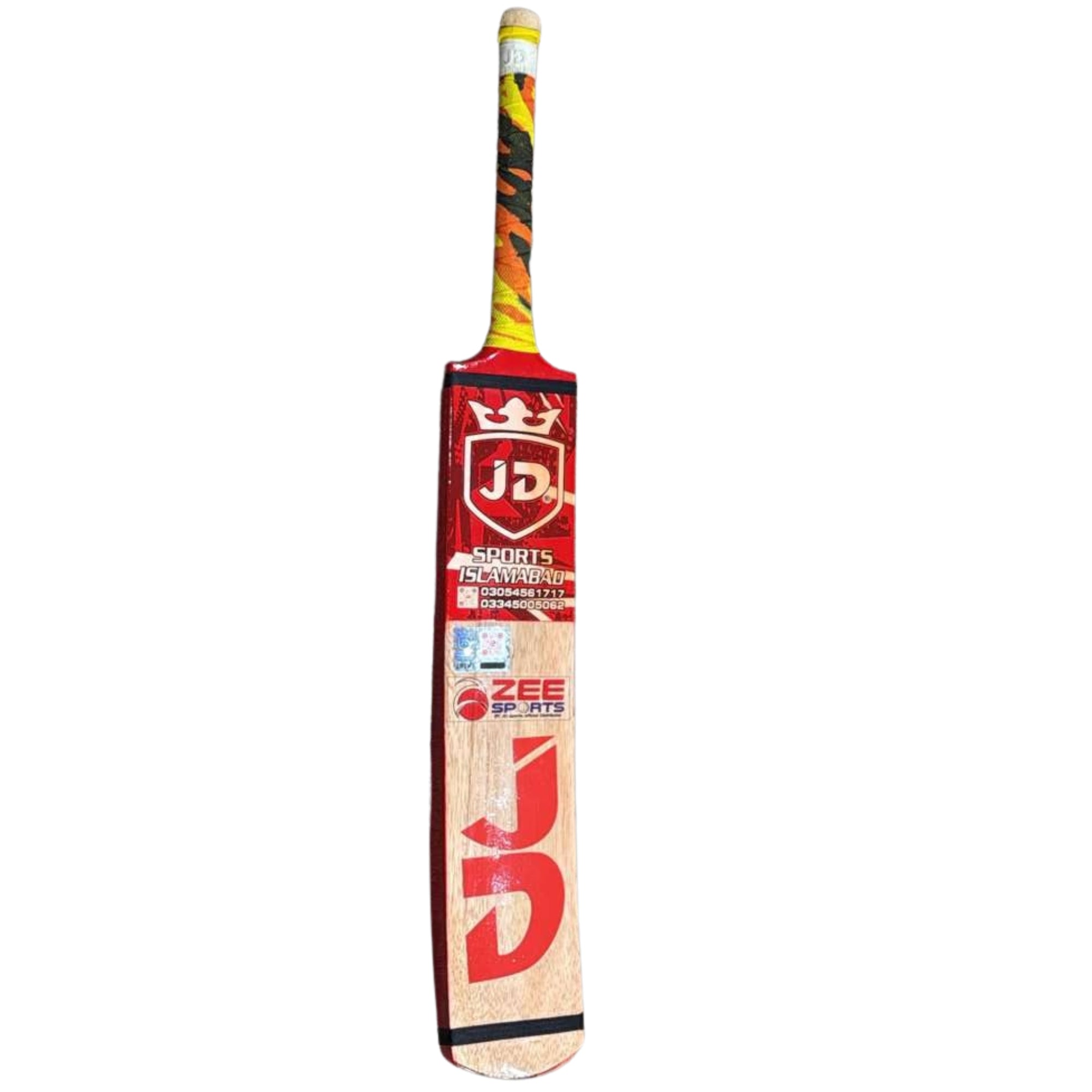 JD Sports Cricket Bat KC Edition Cocanut Wood Tape Tennis Red