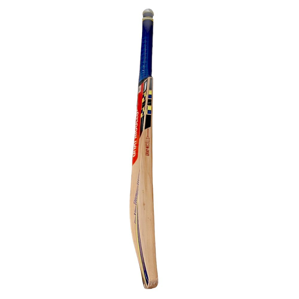 Right side view of the Gray Nicolls Omega XRD GN3 cricket bat, featuring the precision-crafted spine and edges for power and balance in every stroke.