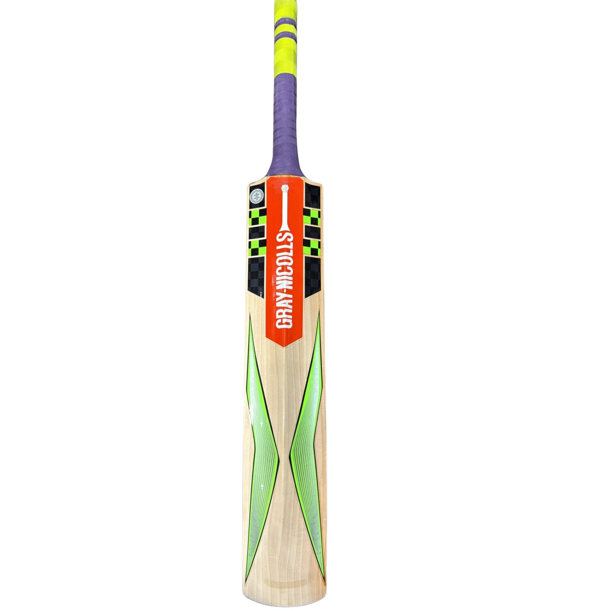 Cricket bat with a visible gray nicolls brand logo on a white background