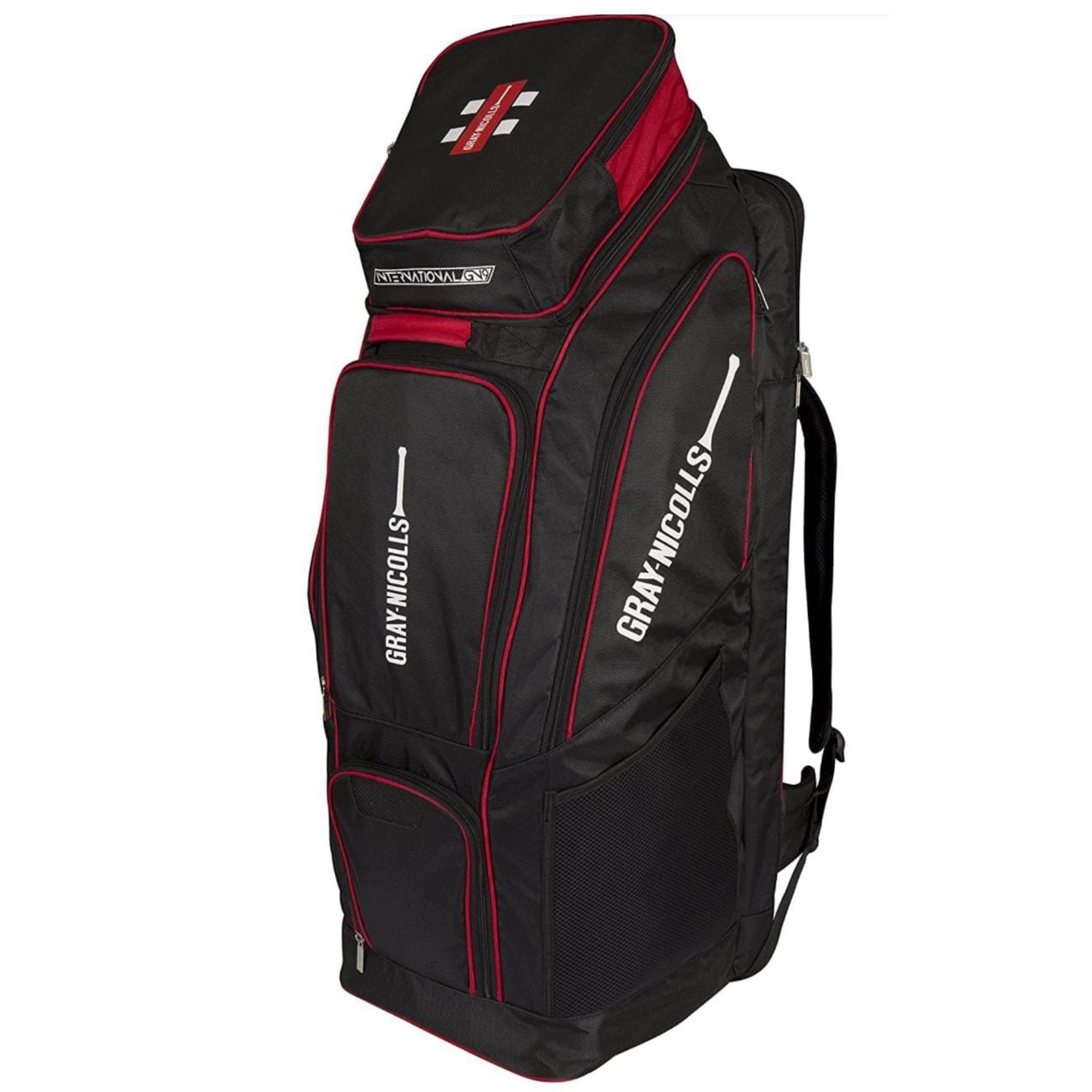 Black and red sports bag with 'Gray Nicolls' branding on a white background