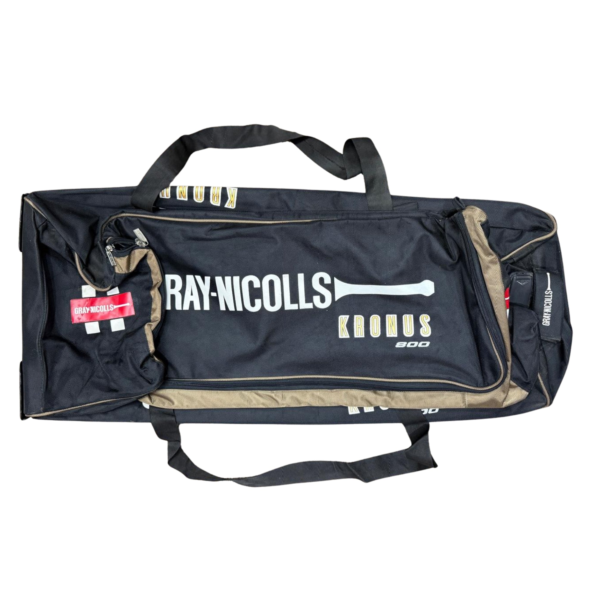 Black sports bag with 'gray Nicolls' branding on a white background