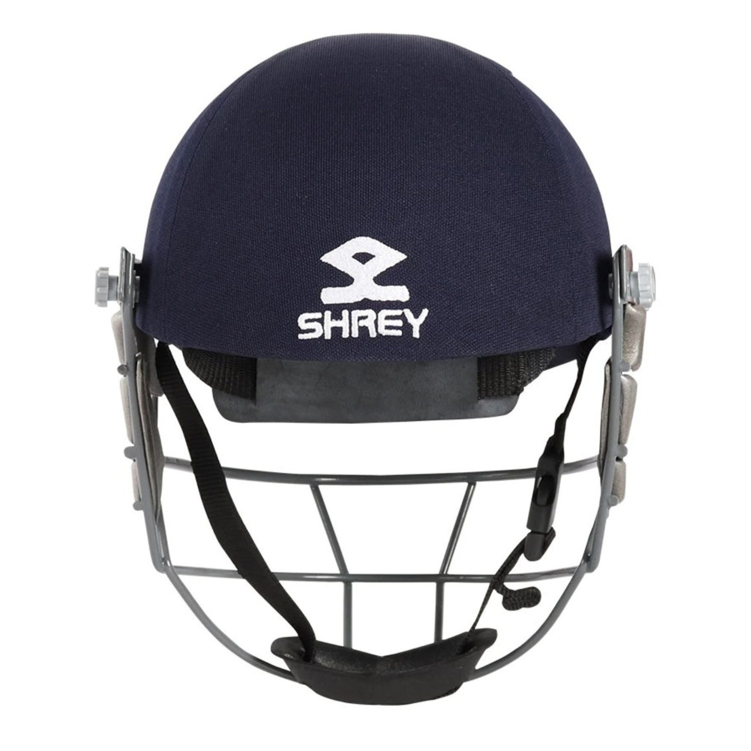 Back view of the Shrey Star cricket batting helmet, highlighting the extended coverage and rear retention system with Velcro straps for a secure fit.